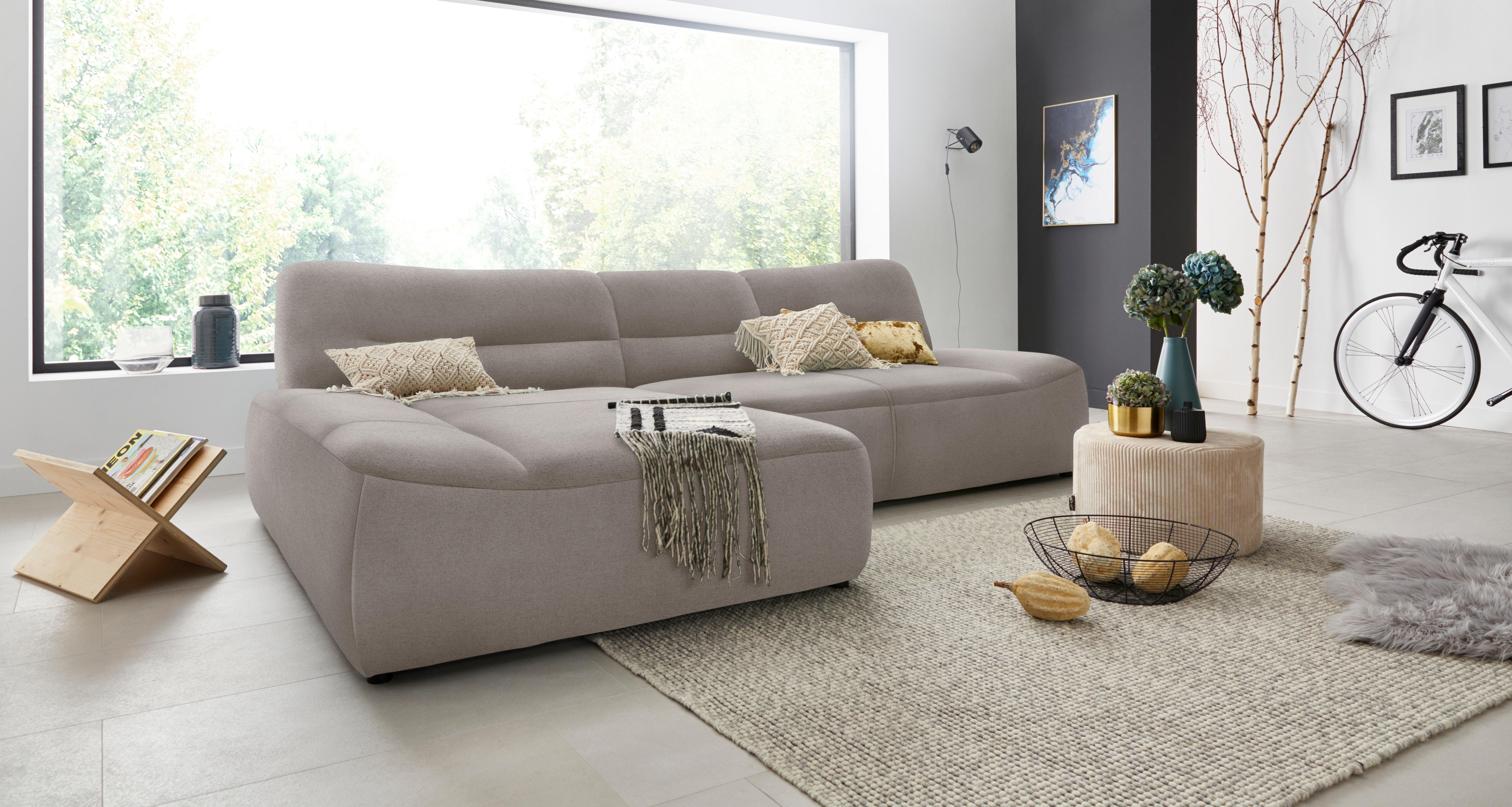DOMO collection Hoekbank Cesena moderne hoekbank met platte armleuningen, L-vorm