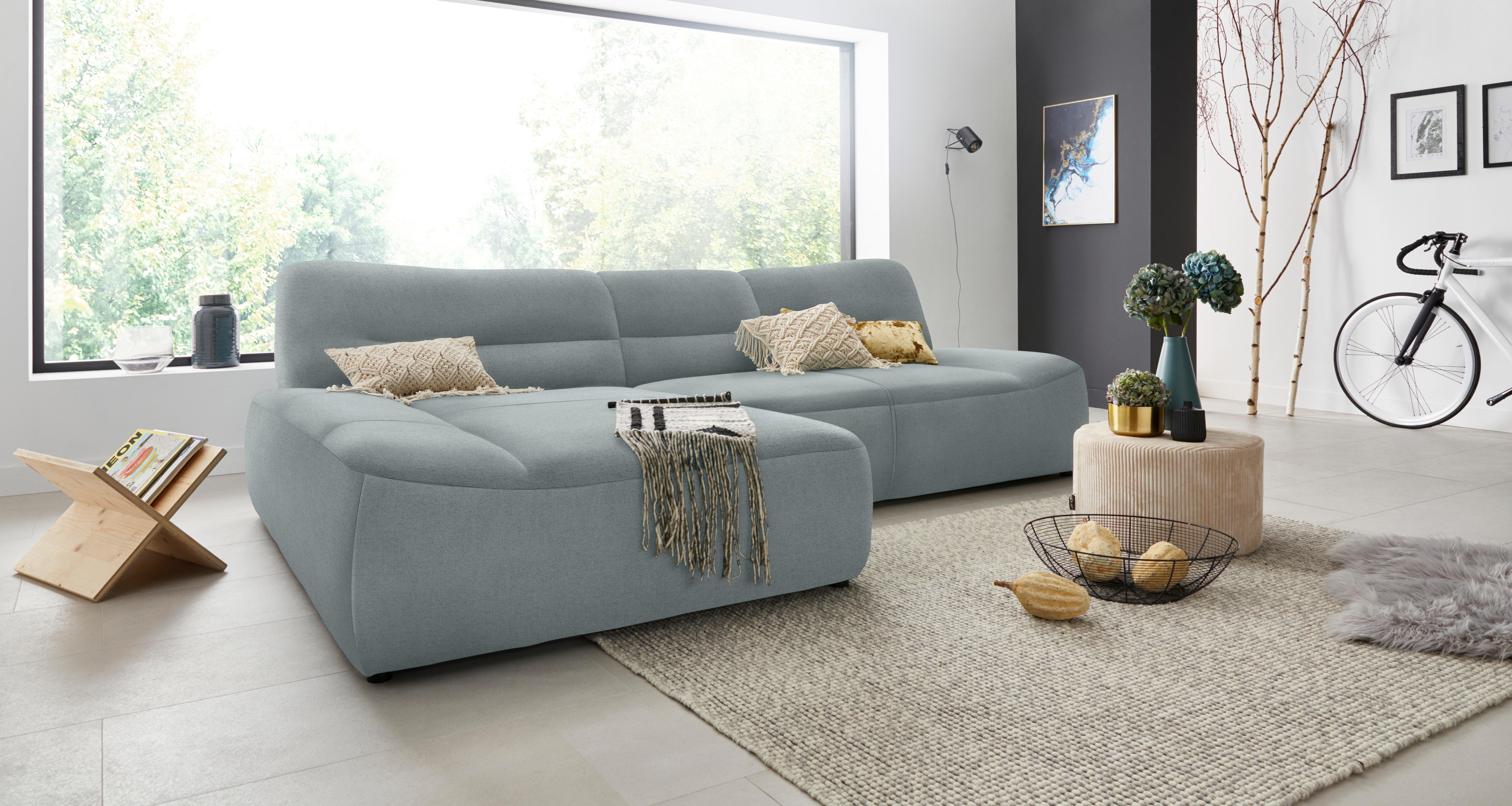 DOMO collection Hoekbank Cesena moderne hoekbank met platte armleuningen, L-vorm