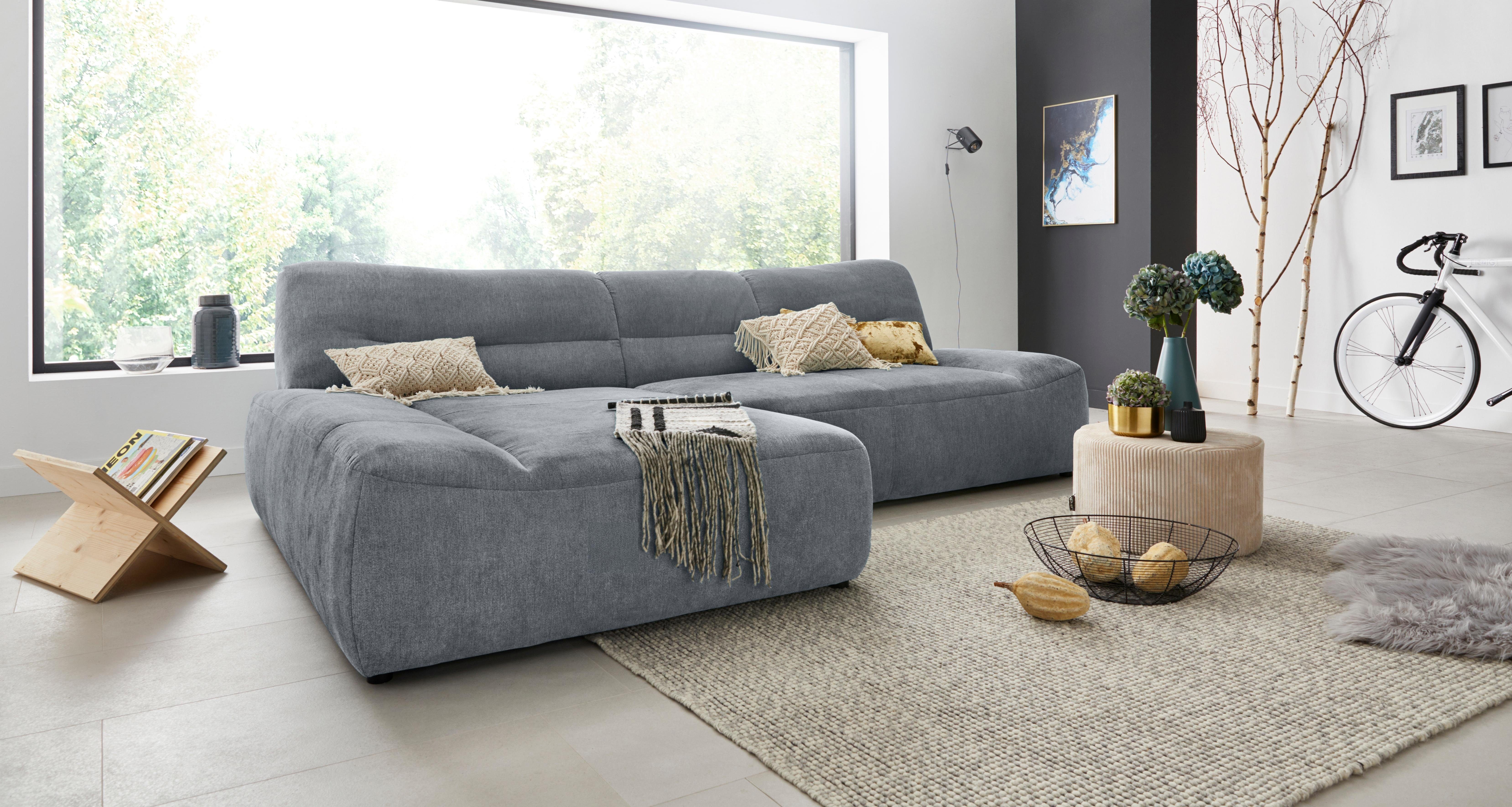 DOMO collection Hoekbank Cesena moderne hoekbank met platte armleuningen, L-vorm