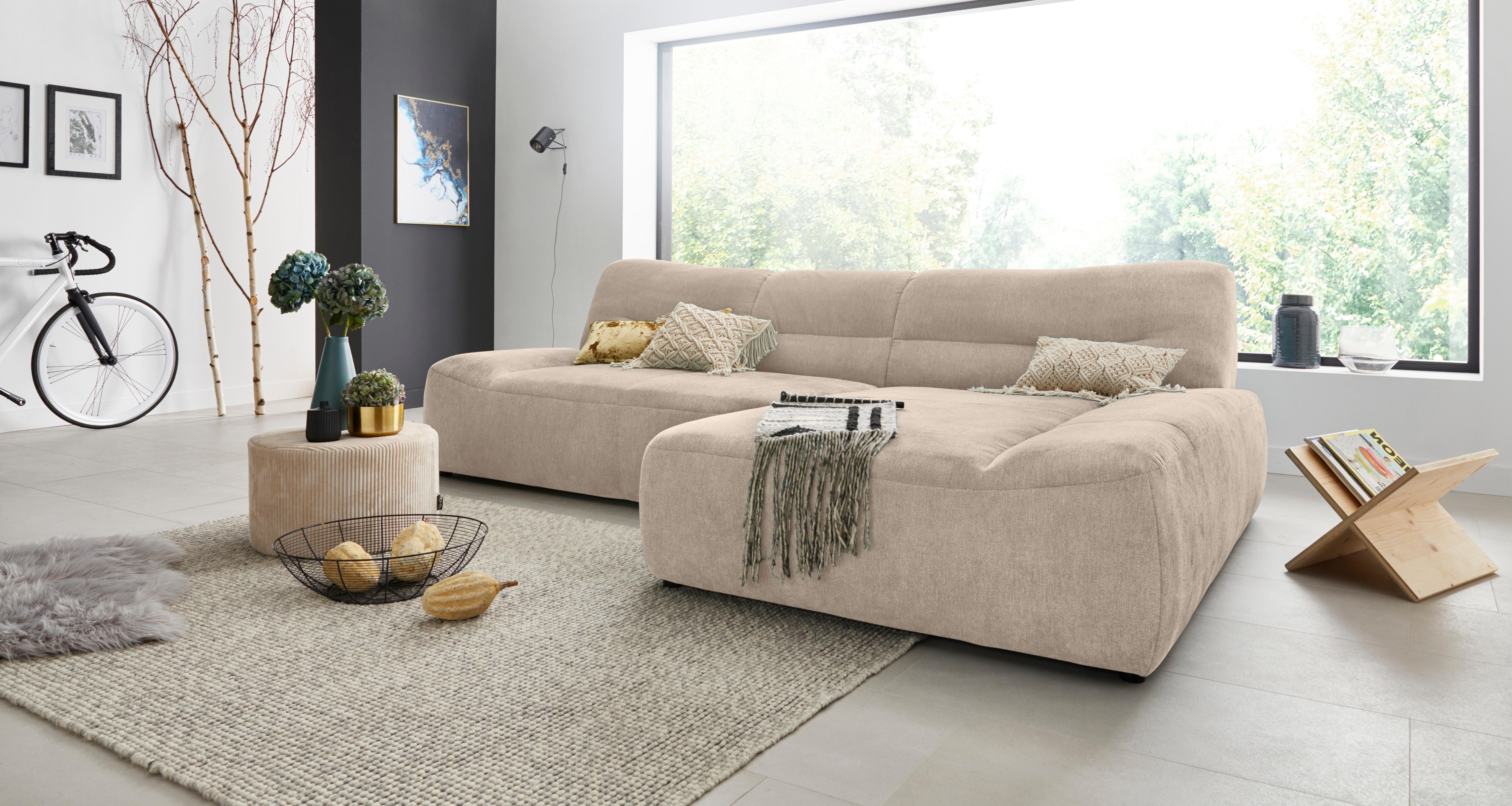 DOMO collection Hoekbank Cesena moderne hoekbank met platte armleuningen, L-vorm