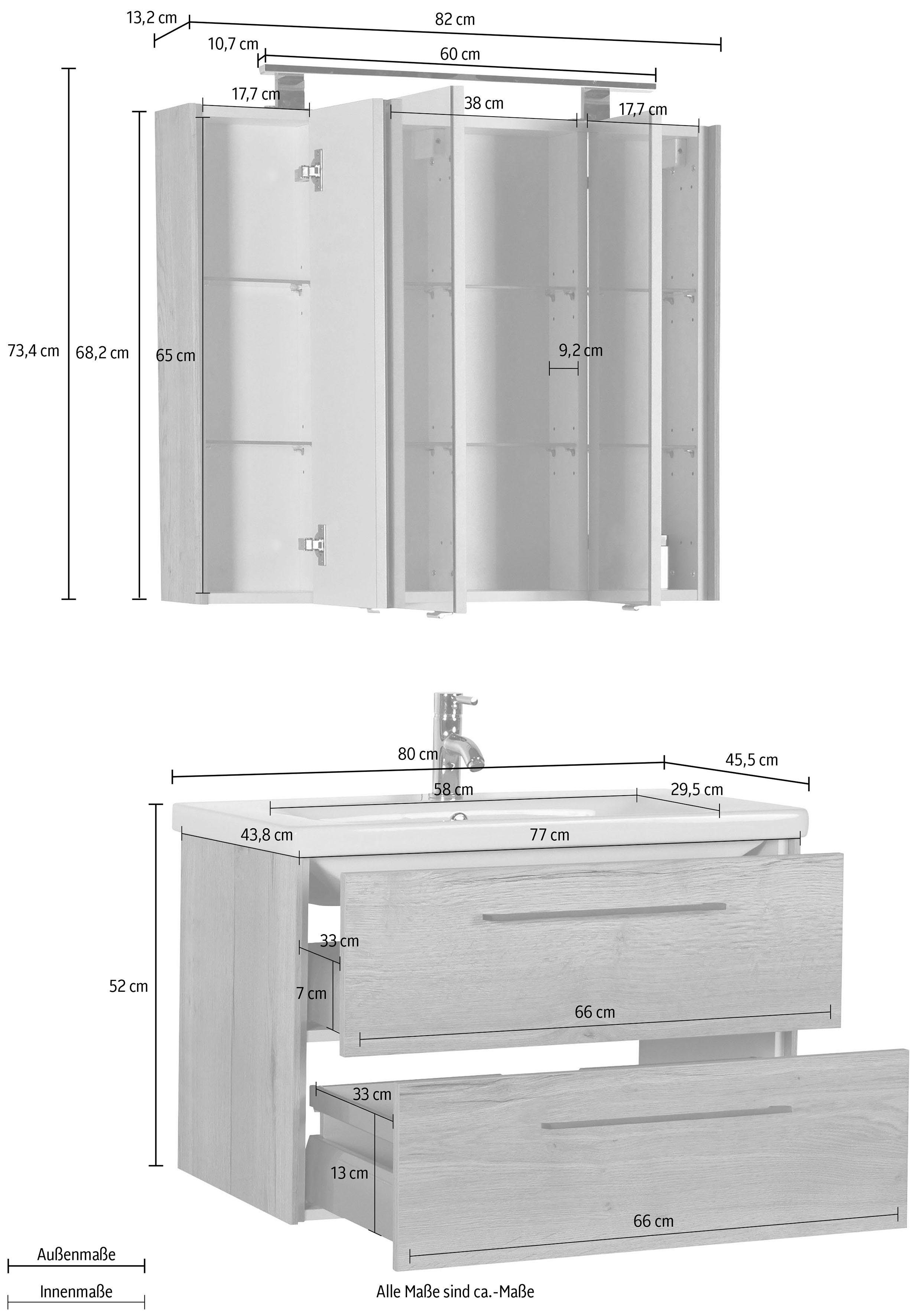 MARLIN Badkamerserie 3400 Breedte 80 cm (set, 2-delig)