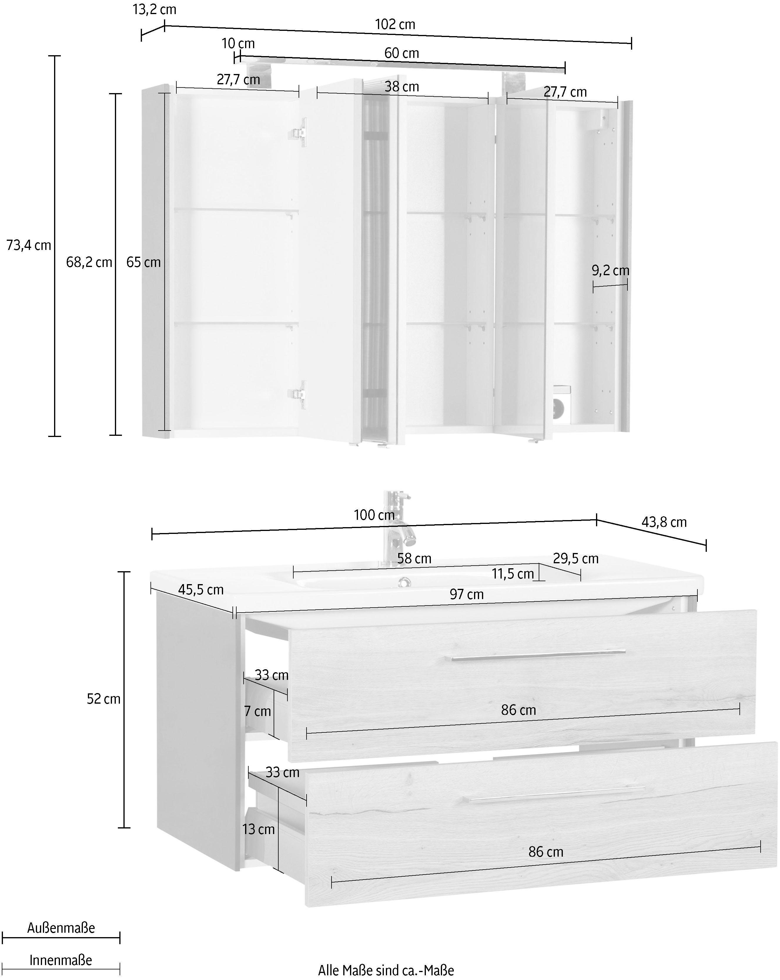 MARLIN Badkamerserie 3400 Breedte 100 cm (set, 2-delig)