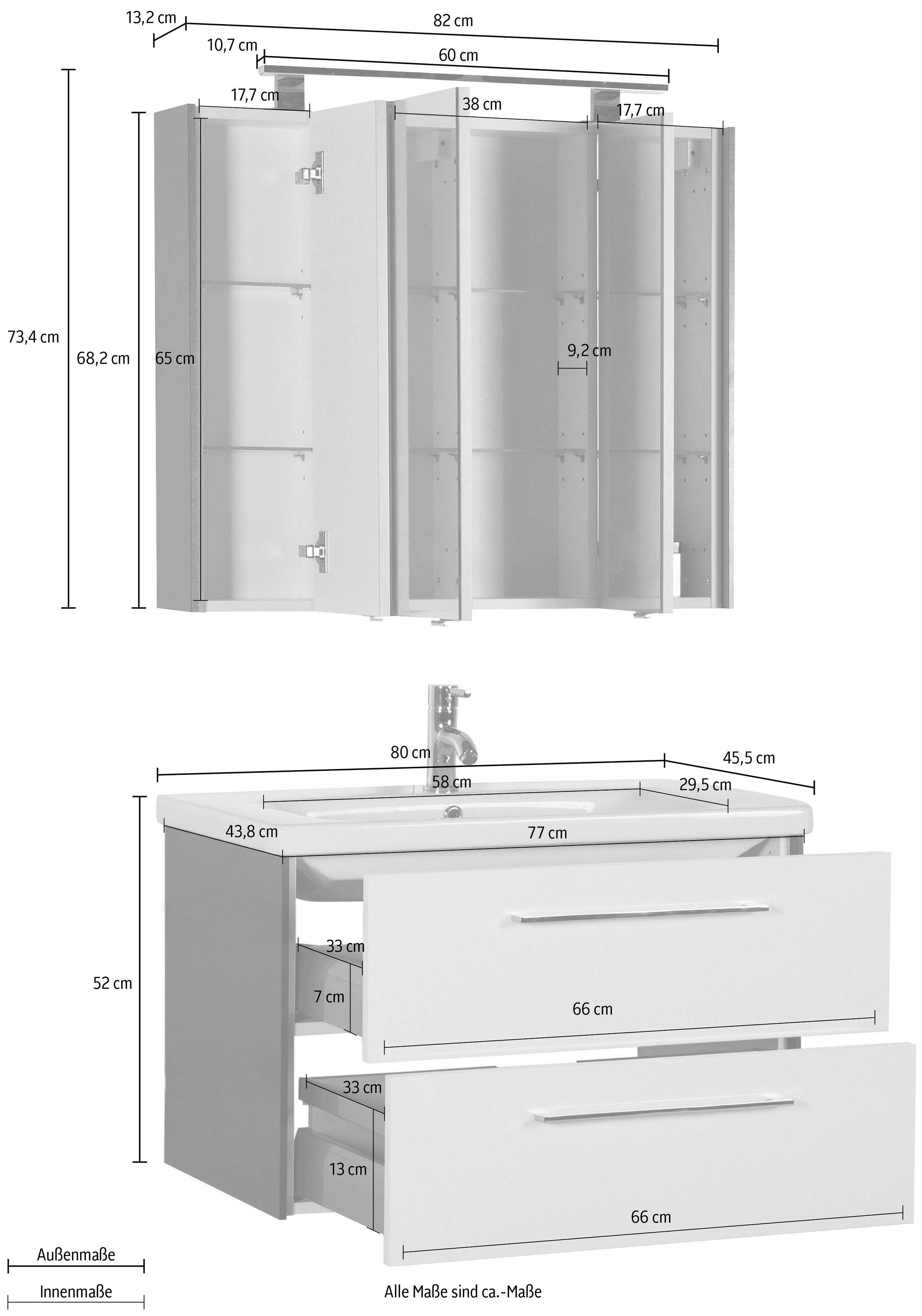 MARLIN Badkamerserie 3400 Breedte 80 cm (set, 2-delig)