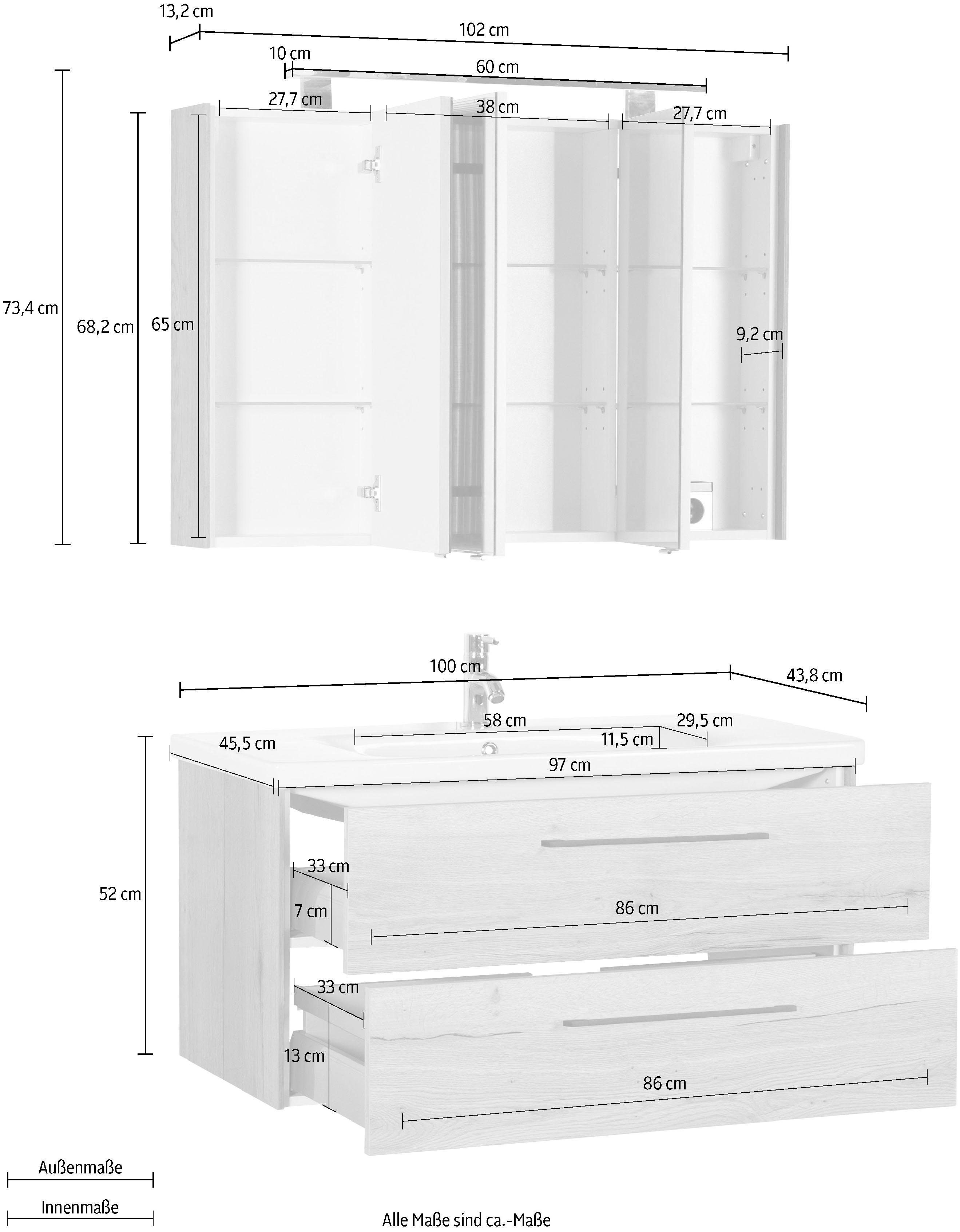 MARLIN Badkamerserie 3400 Breedte 100 cm (set, 2-delig)