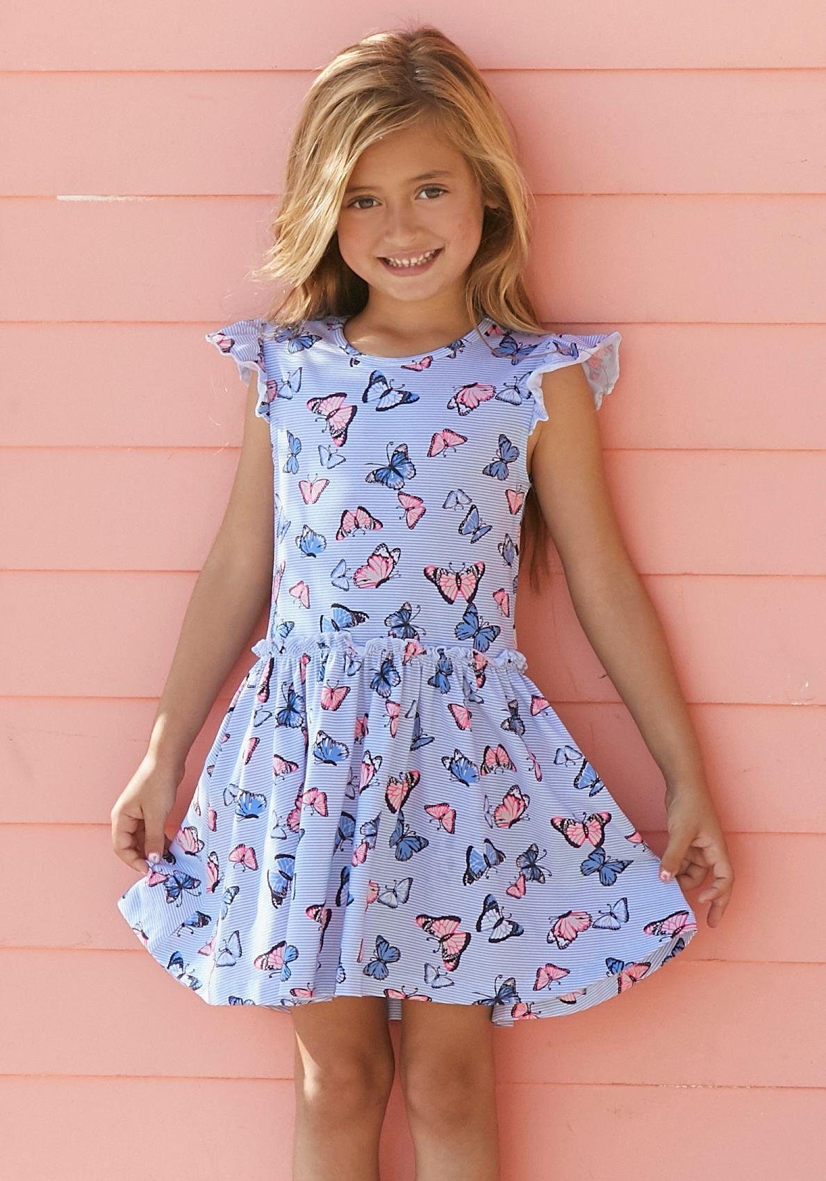 KIDSWORLD Jerseyjurk Voor kleine meisjes zomerse gelegenheden en feesten, knie-vrije lengte,...