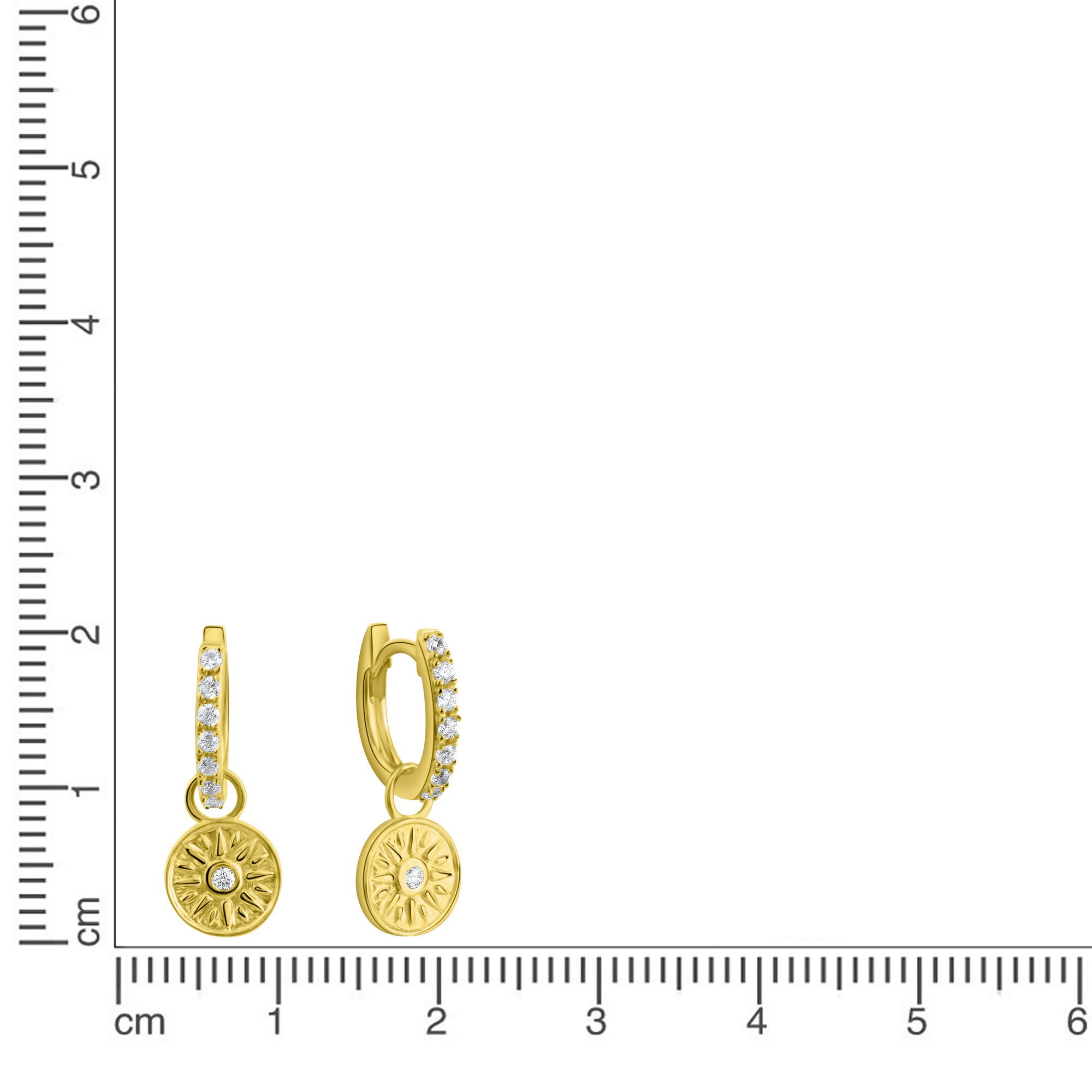 Firetti Paar creolen Sieraad cadeau zilver 925 oorbellen zon met zirkonia (synth.) - hanger afneembaar