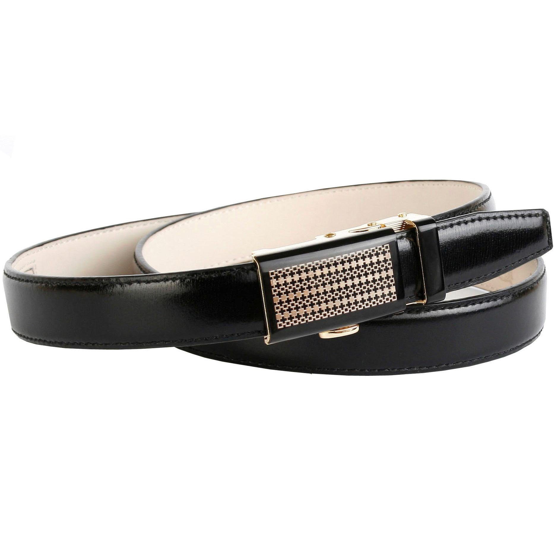 Anthoni Crown Leren riem 2,4 cm smalle leren riem in zwart dames brede riemen maat 80 zwart