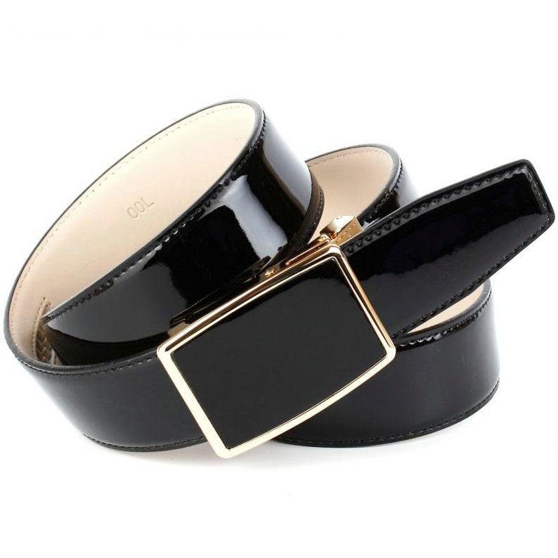 Anthoni Crown Leren riem met automatische gesp in goudkleur dames brede riemen maat 95 zwart