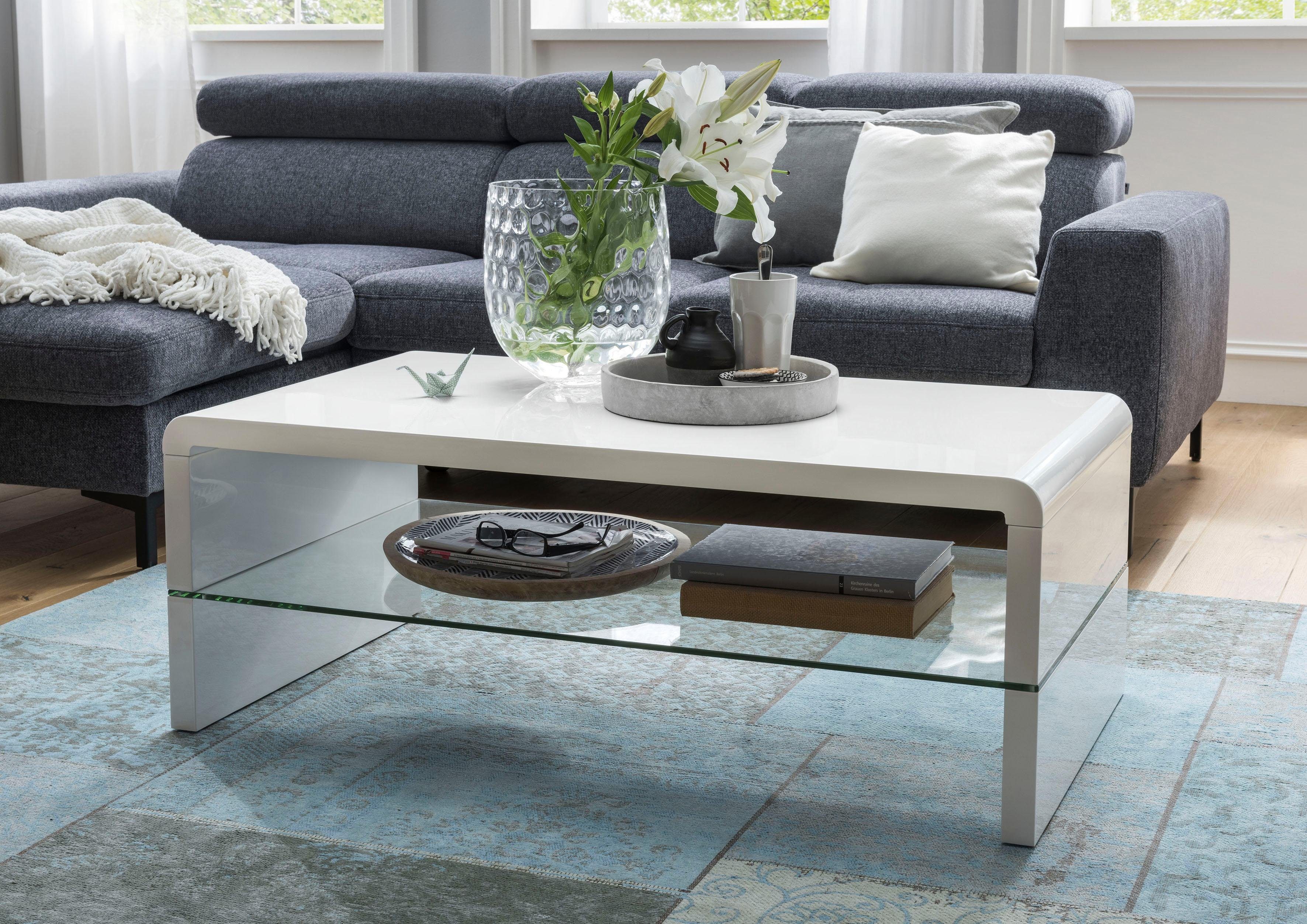 Paroli Salontafel met helder glazen legbord