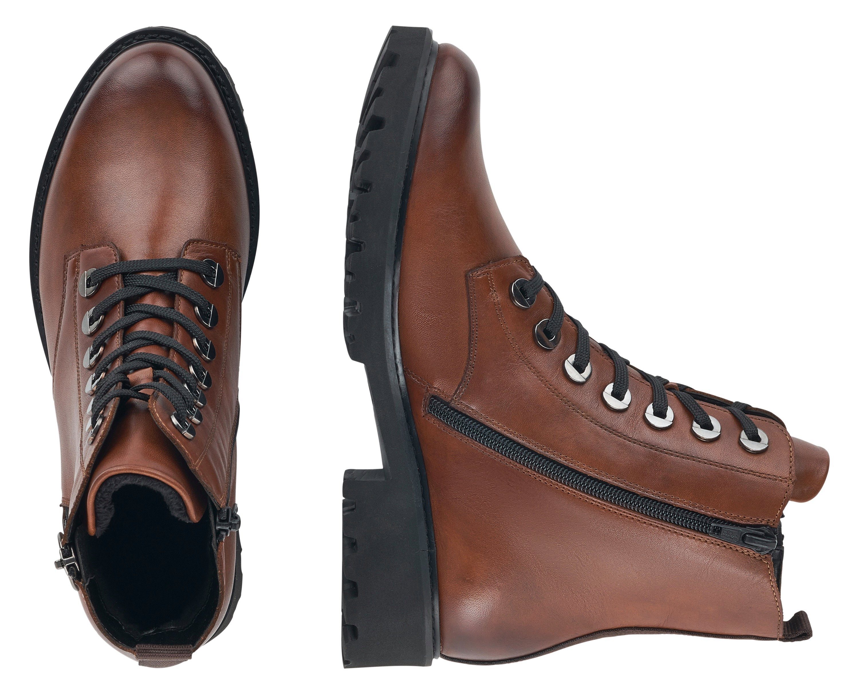 Remonte Veterlaarsjes blokhak, laarsjes, veterschoenen, flats in used look