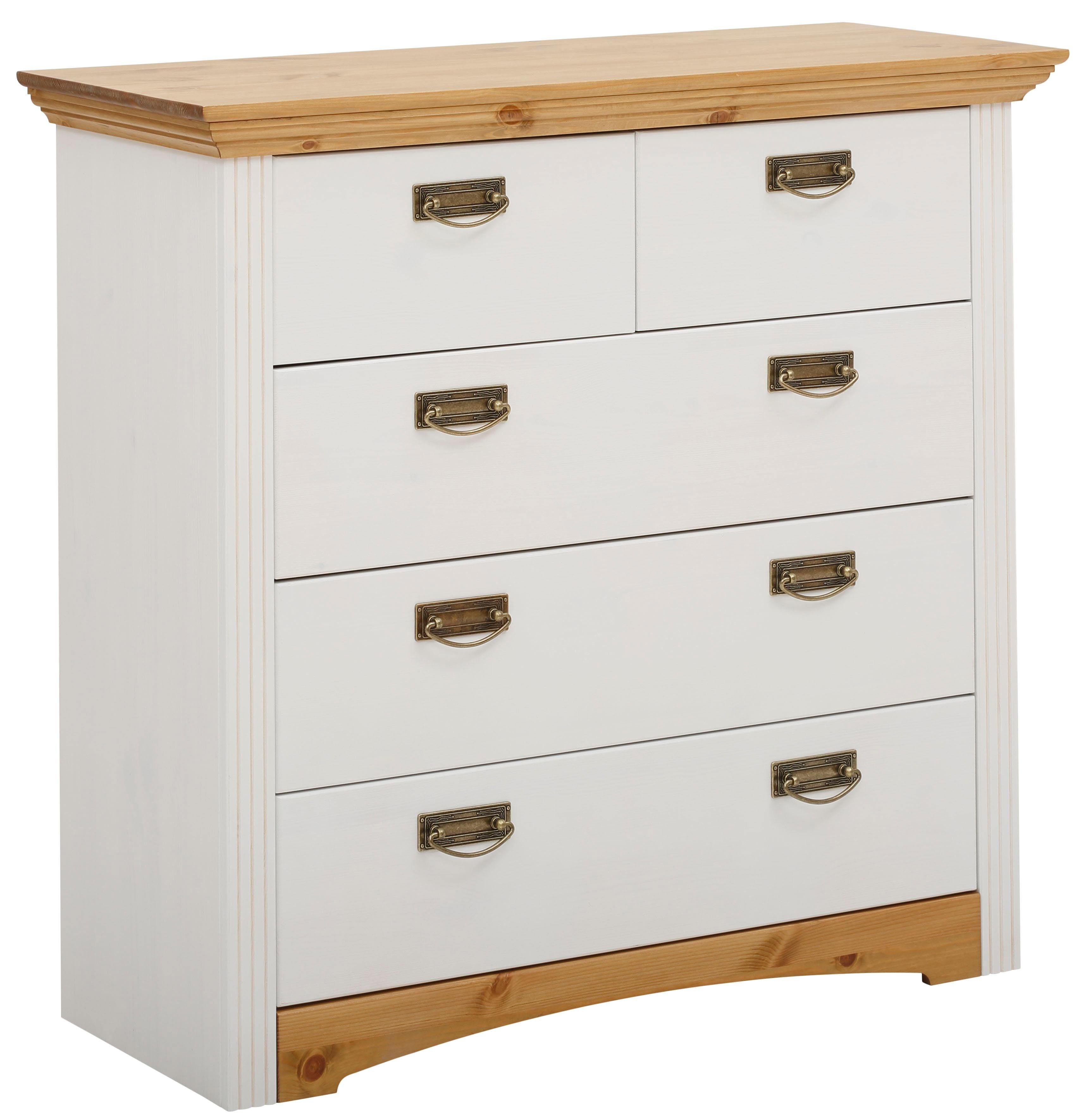 Home affaire Ladekast Konrad Breedte 94 cm, van massief, FSC-gecertificeerd dennenhout commodes & ladekasten maat 94x38x89 cm wit