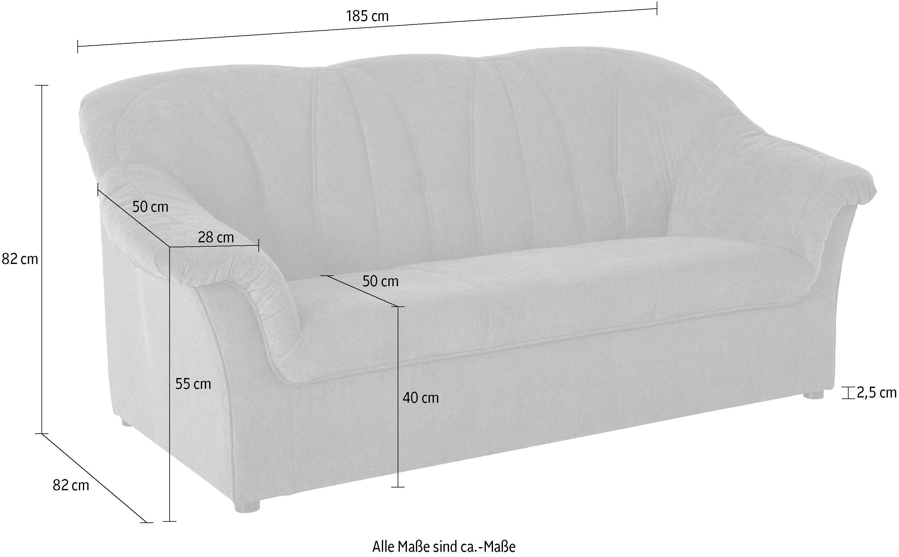 DOMO collection 3-zitsbank Pegnitz voor kleine ruimtes, breedte 185cm