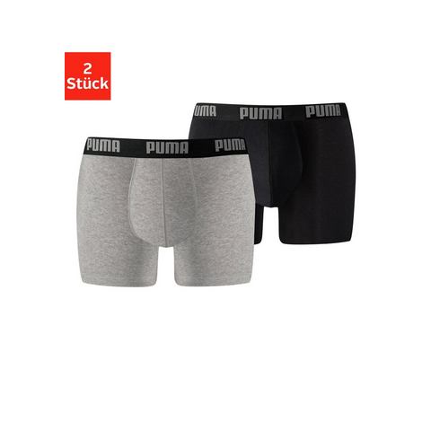Puma Men's 2 Pack Basic Boxers Dark Grey Marl-Black S