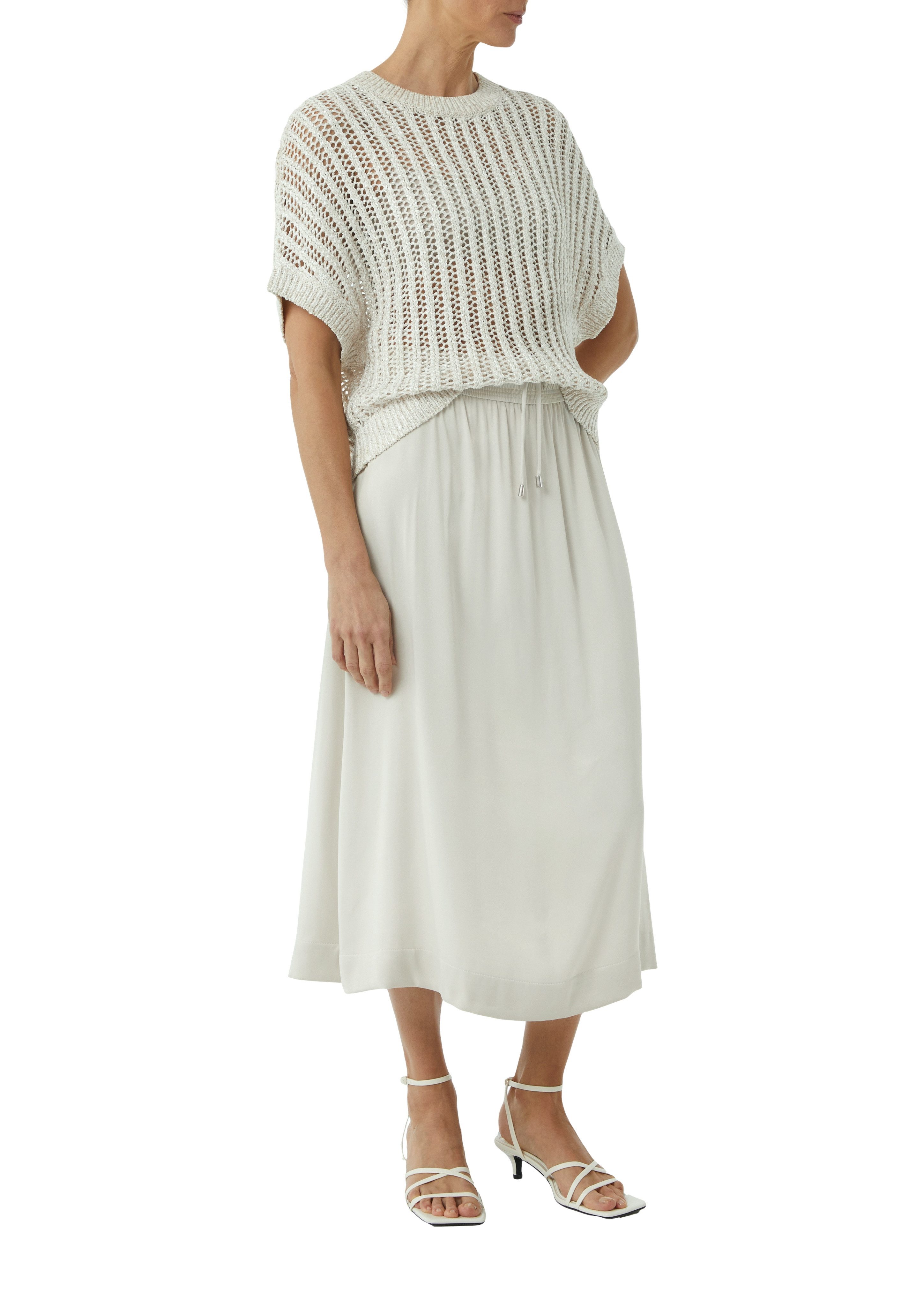 Comma Satijnen rok met elastische taille