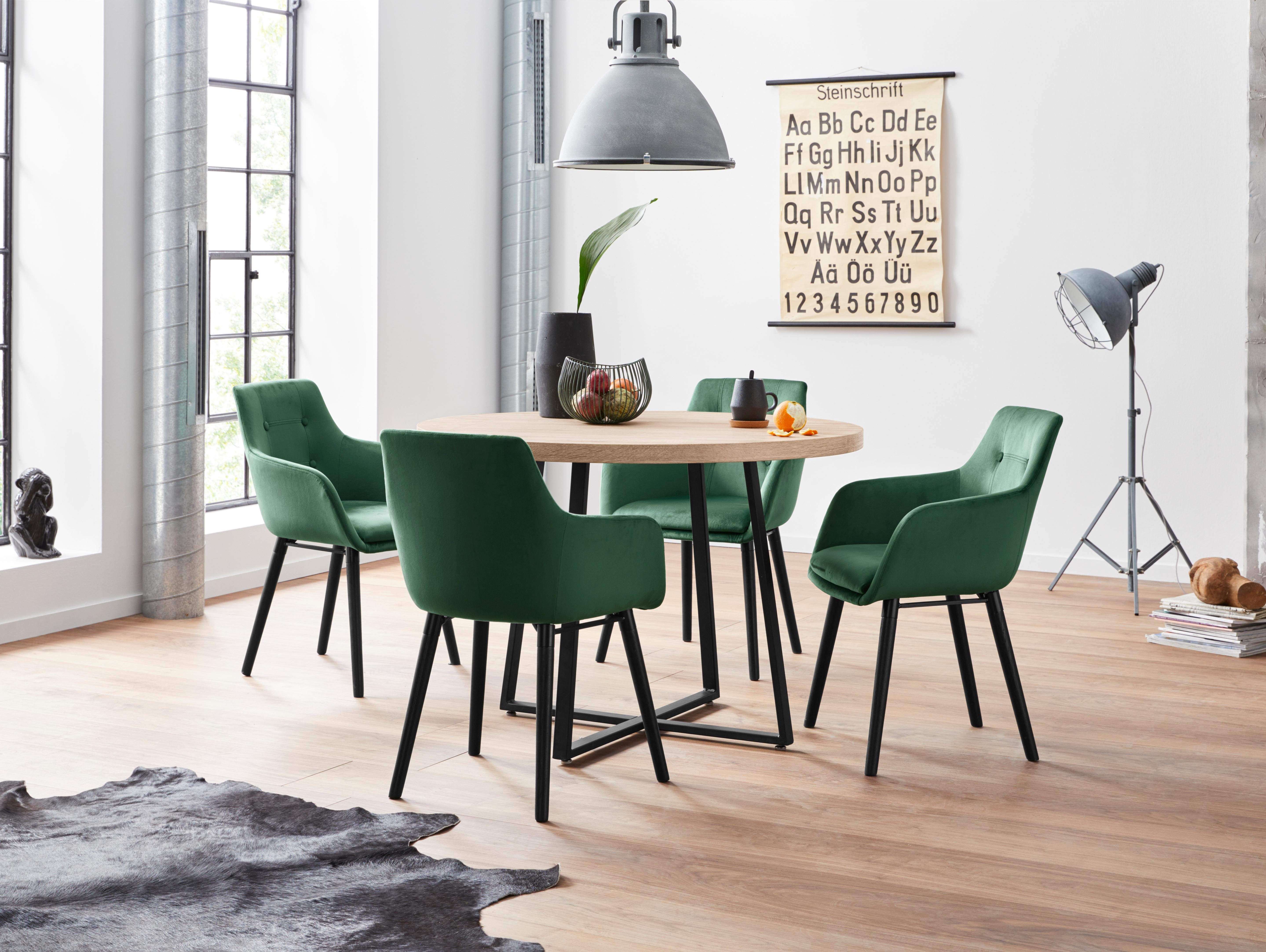 Home affaire Eettafel Anja, TOPSELLER! Diameter 110 cm, Scandi design, metalen frame