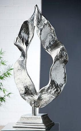 GILDE Deco-object Sculptuur vlam, zilverkleur Hoogte 56 cm, van metaal, woonkamer (1 stuk)