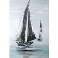 gilde artprint op linnen schilderij sailing boat met de hand geschilderd, 60x90cm, motief zeilboten, maritiem, decoratief in de woonkamer  slaapkamer (1 stuk) blauw