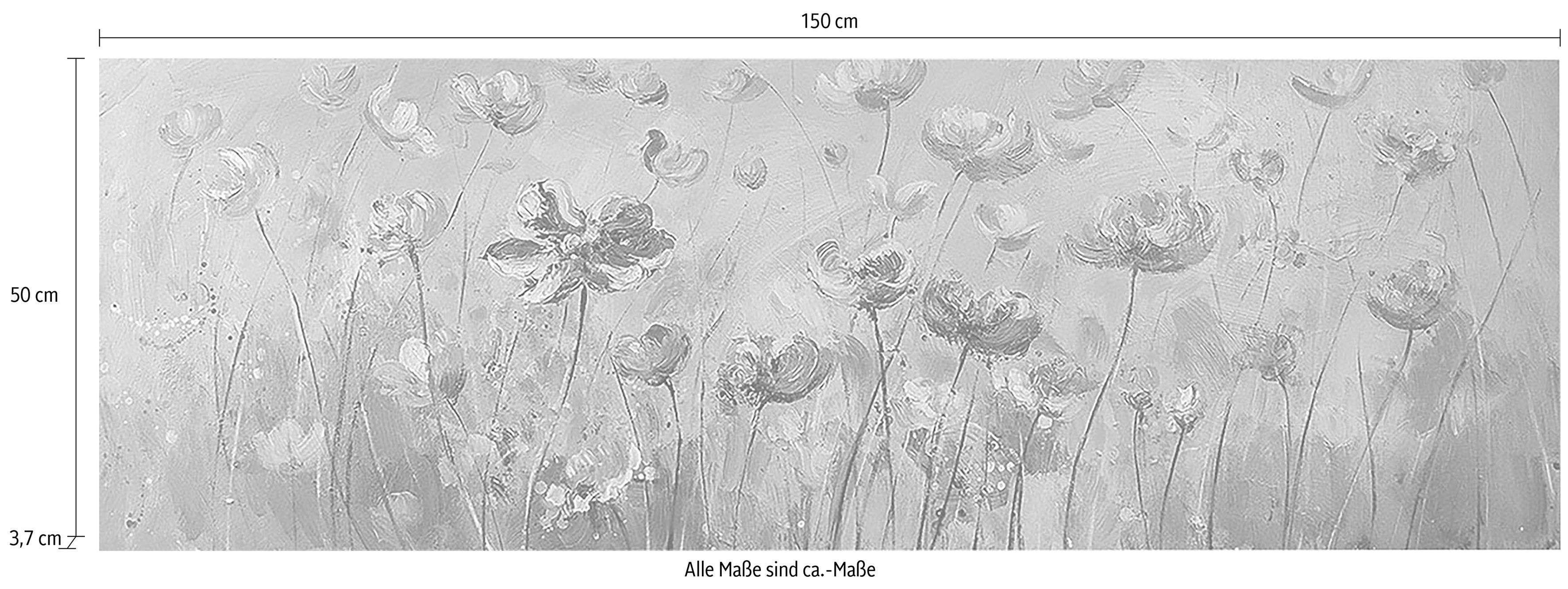 GILDE Artprint op linnen Bloemenwijde met de hand beschilderd, decoratief in de woonkamer & slaapkamer (1 stuk)