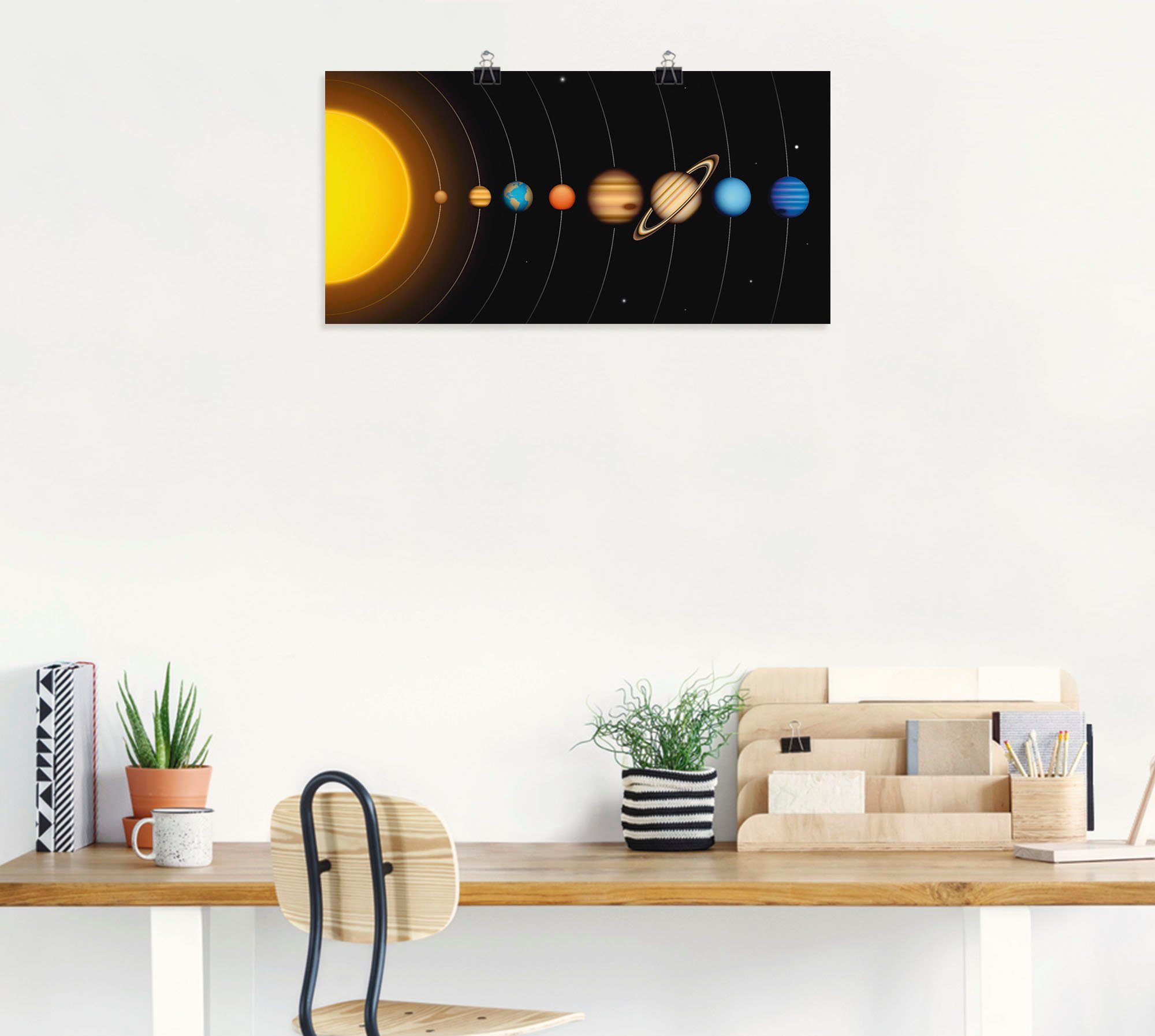 Artland Artprint Vector zonnestelsel met planeten in vele afmetingen & productsoorten - artprint van aluminium / artprint voor buiten, artprint op linnen, poster, muursticker / wan