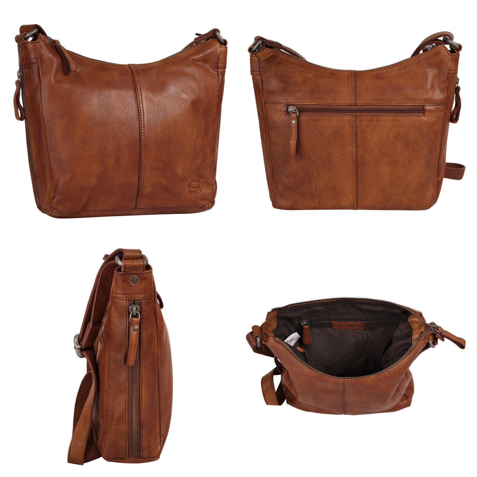 Spikes & Sparrow Schoudertas echt leder
