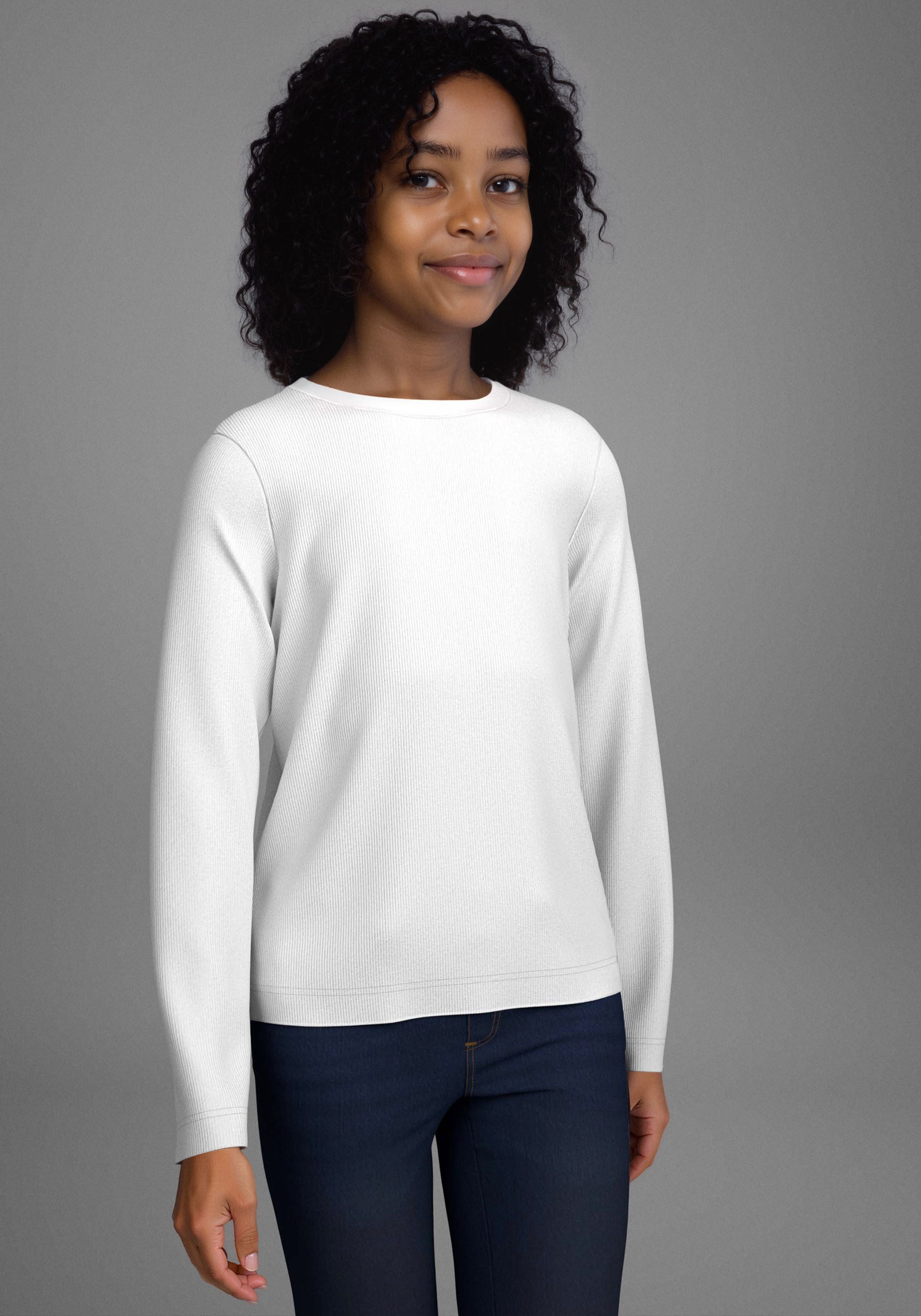 H.I.S Shirt met lange mouwen 2-pack shirts van ribstof (2-delig)