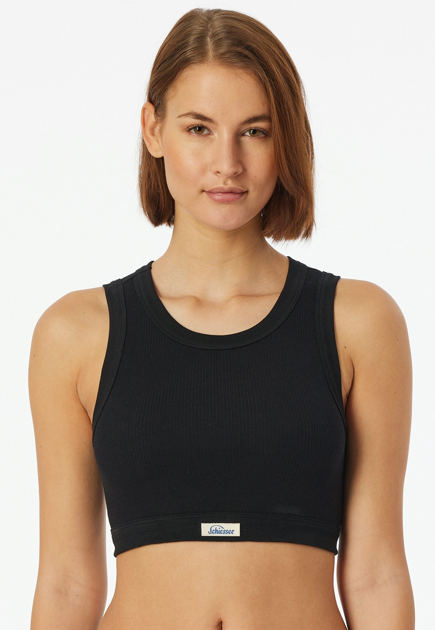 Schiesser Bustier Revival Kollektion "Paula" Breedte afwerkingen aan de decolleté en armsgat dames bustiertops maat 38 zwart
