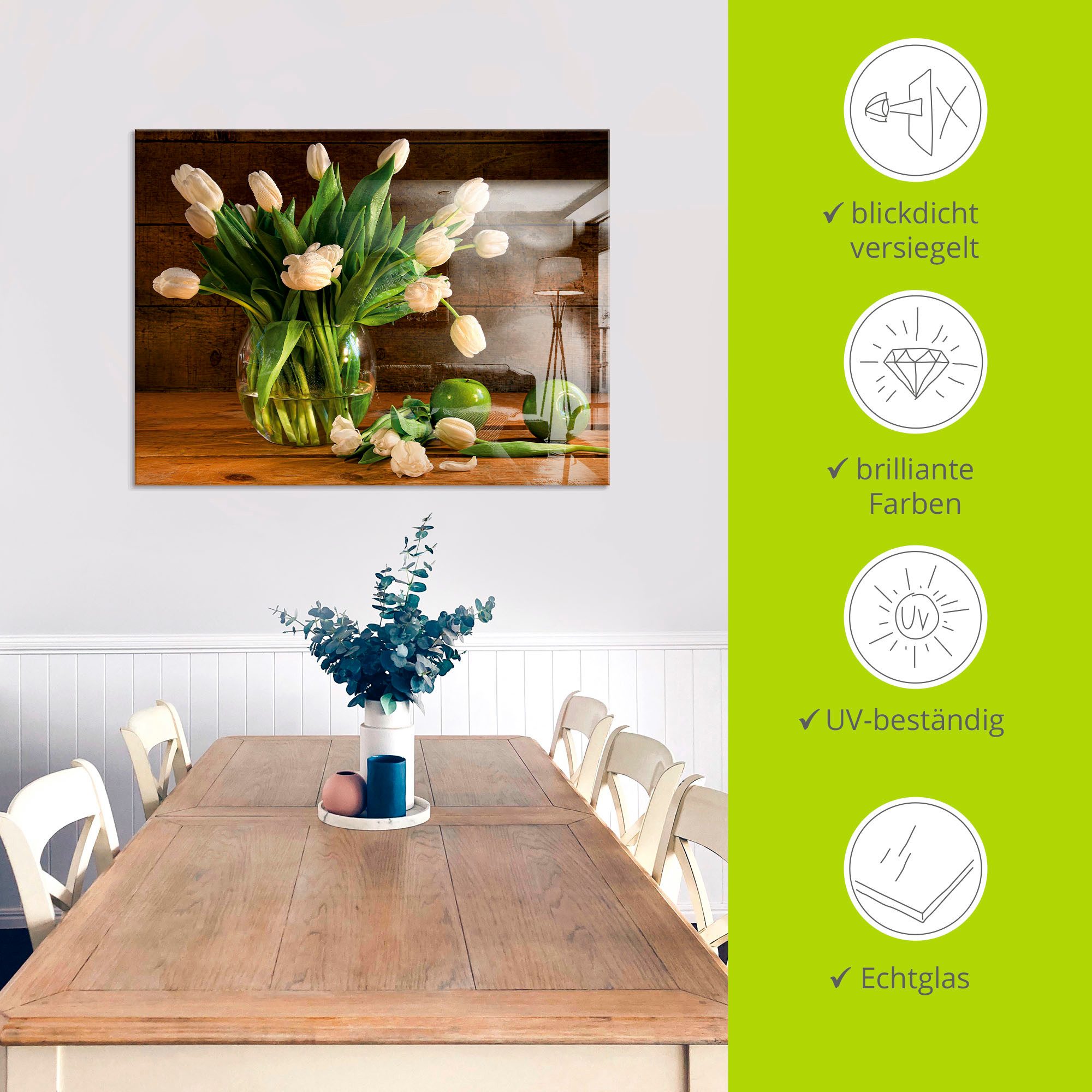 Artland Print op glas Tulpen in glazen vaas in verschillende maten