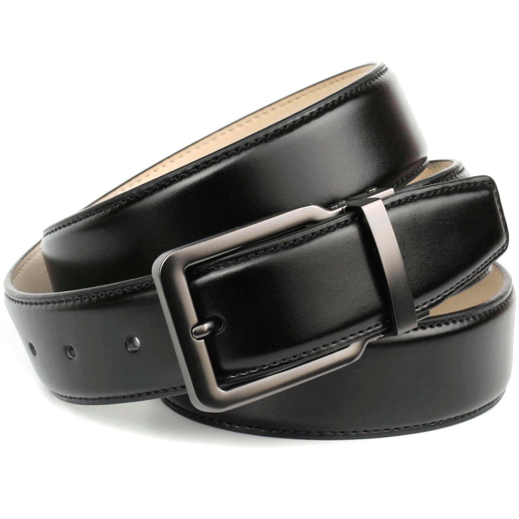 Anthoni Crown Leren riem Nette leren riem heren riemen maat 100 zwart