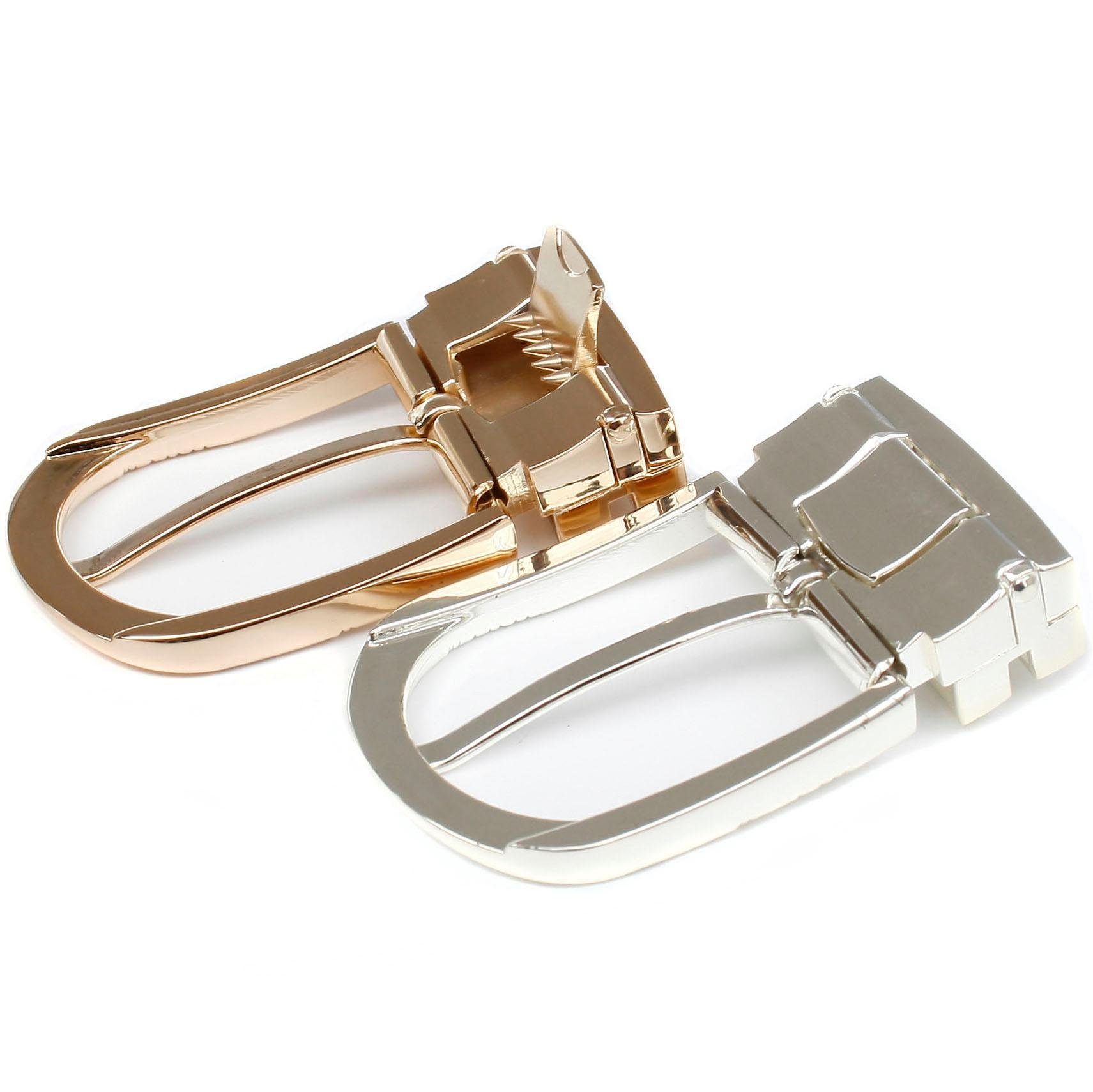 Anthoni Crown Leren riem met fashion-pingesp, dubbele metalen passant
