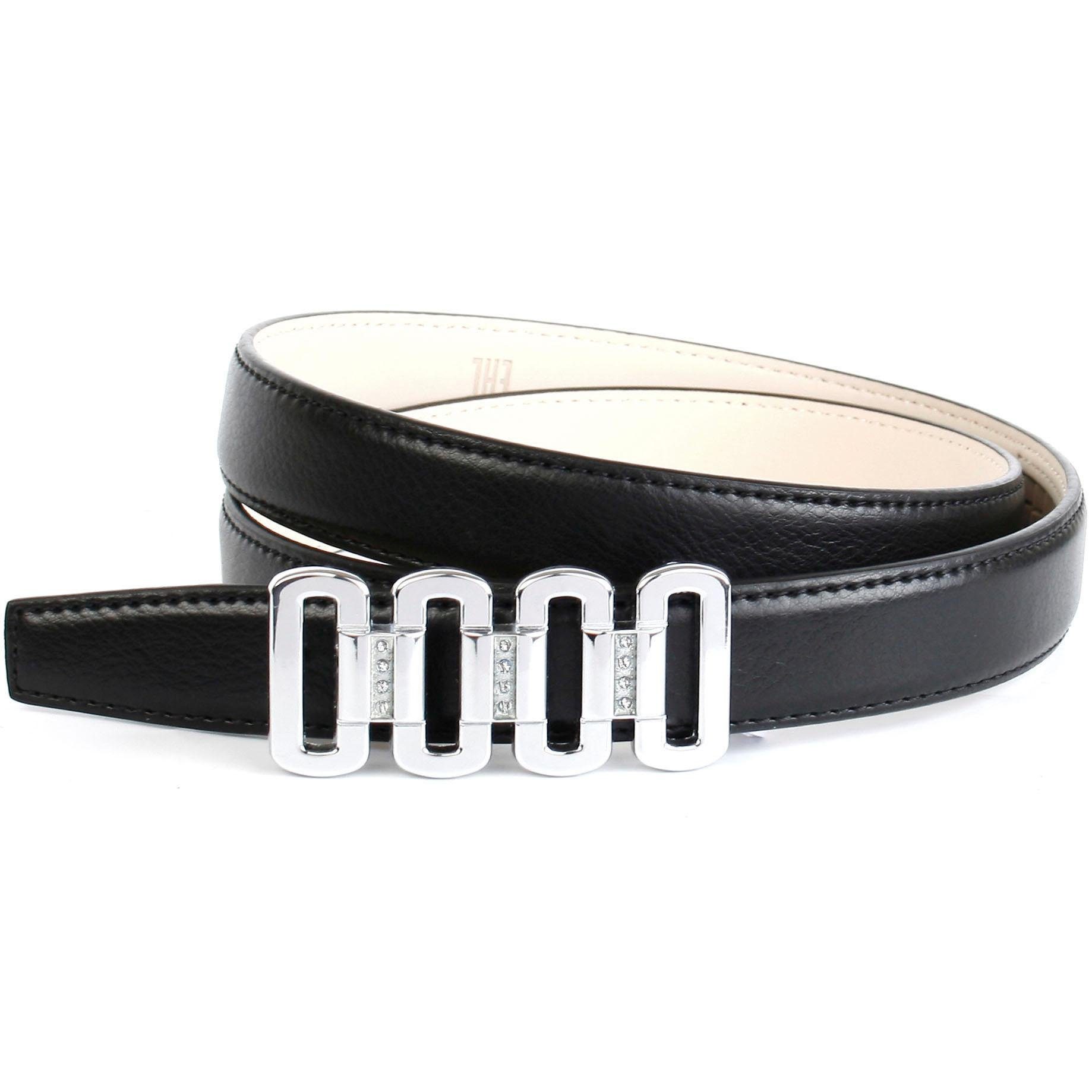 Anthoni Crown Leren riem met glaskristallen bezette gesp dames brede riemen maat 80 zwart