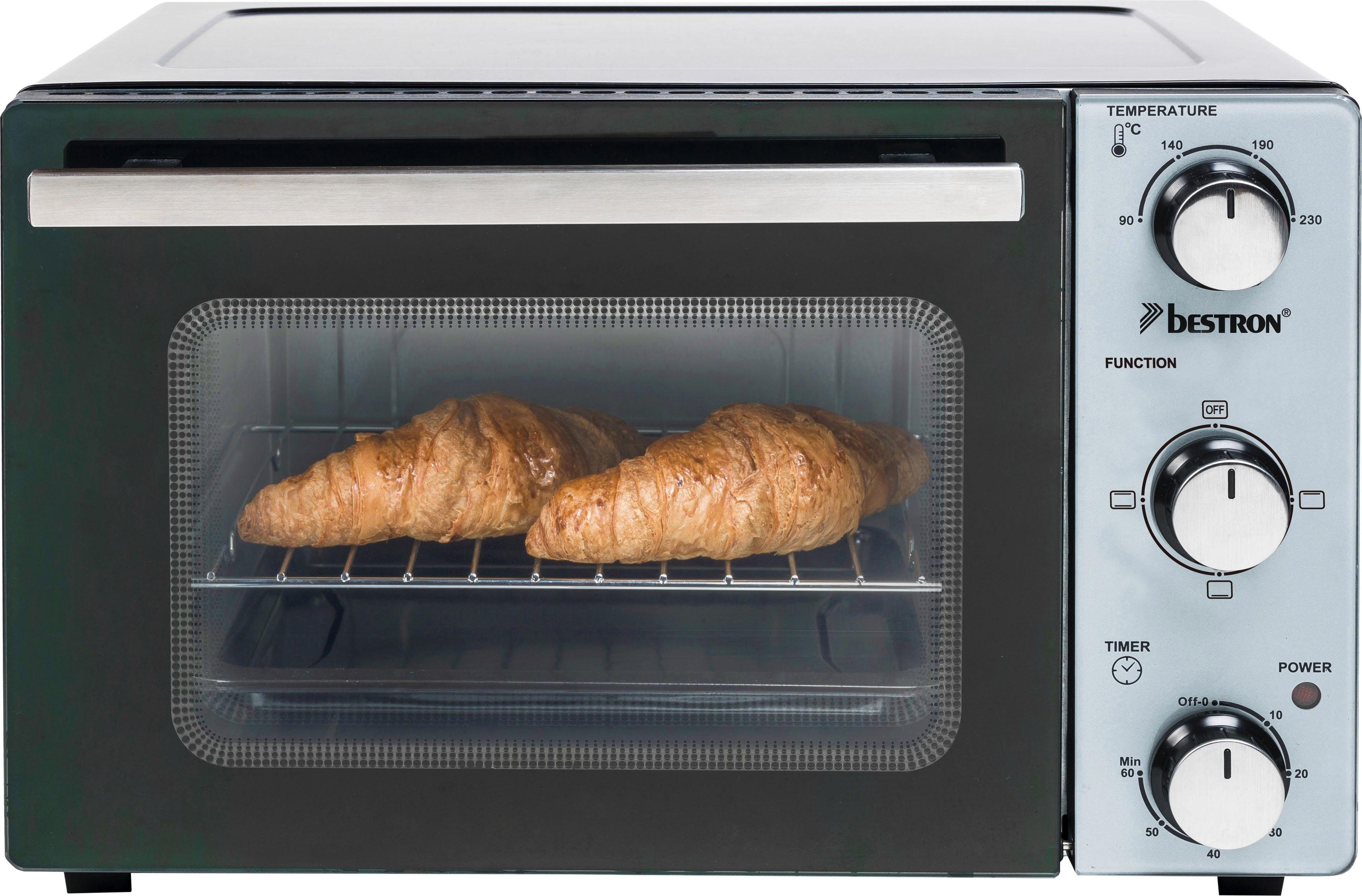 bestron Mini-oven AOV20 compact apparaat 1300 w, roestvrij staal, zwart