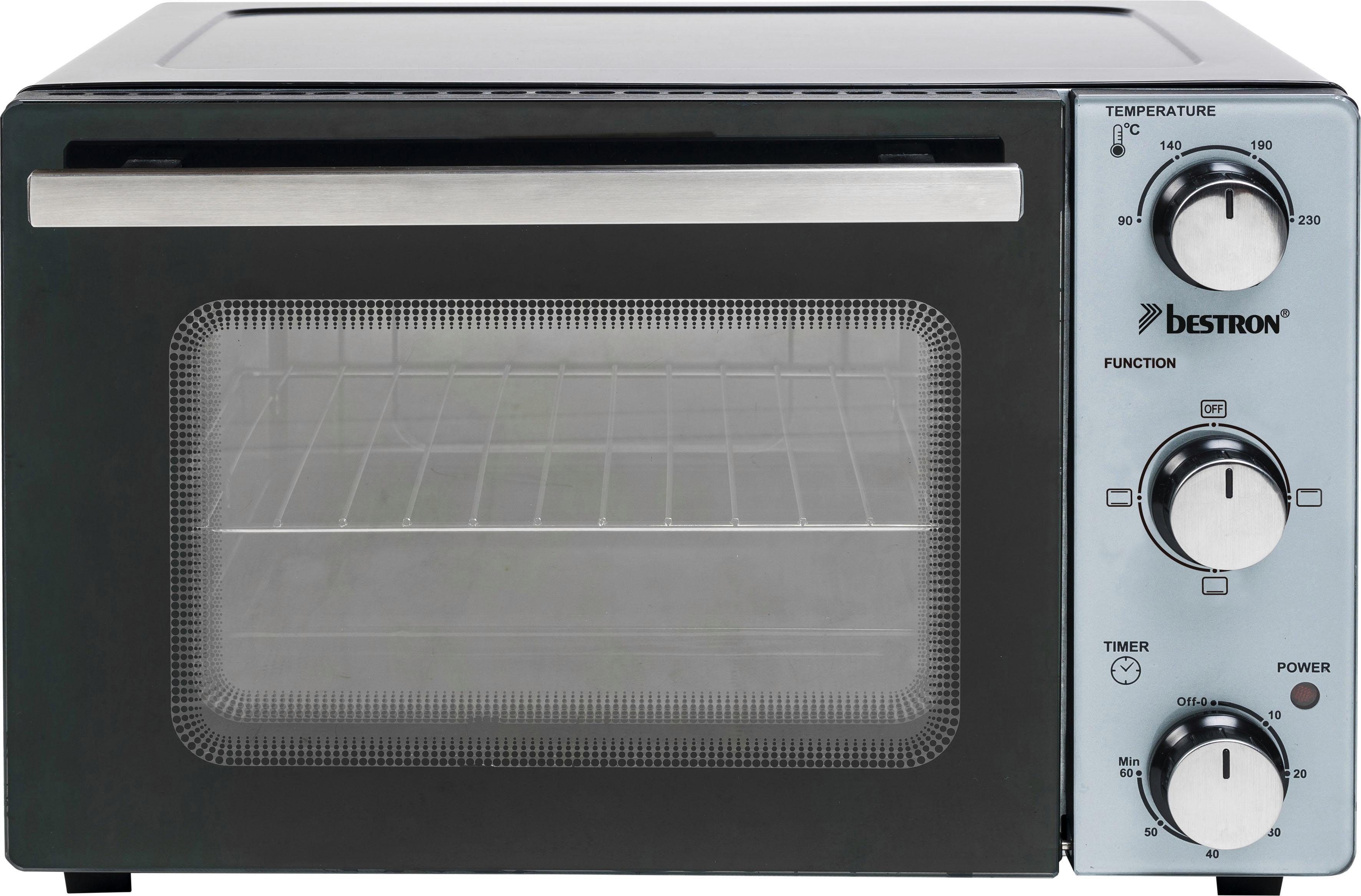 bestron Mini-oven AOV20 compact apparaat 1300 w, roestvrij staal, zwart