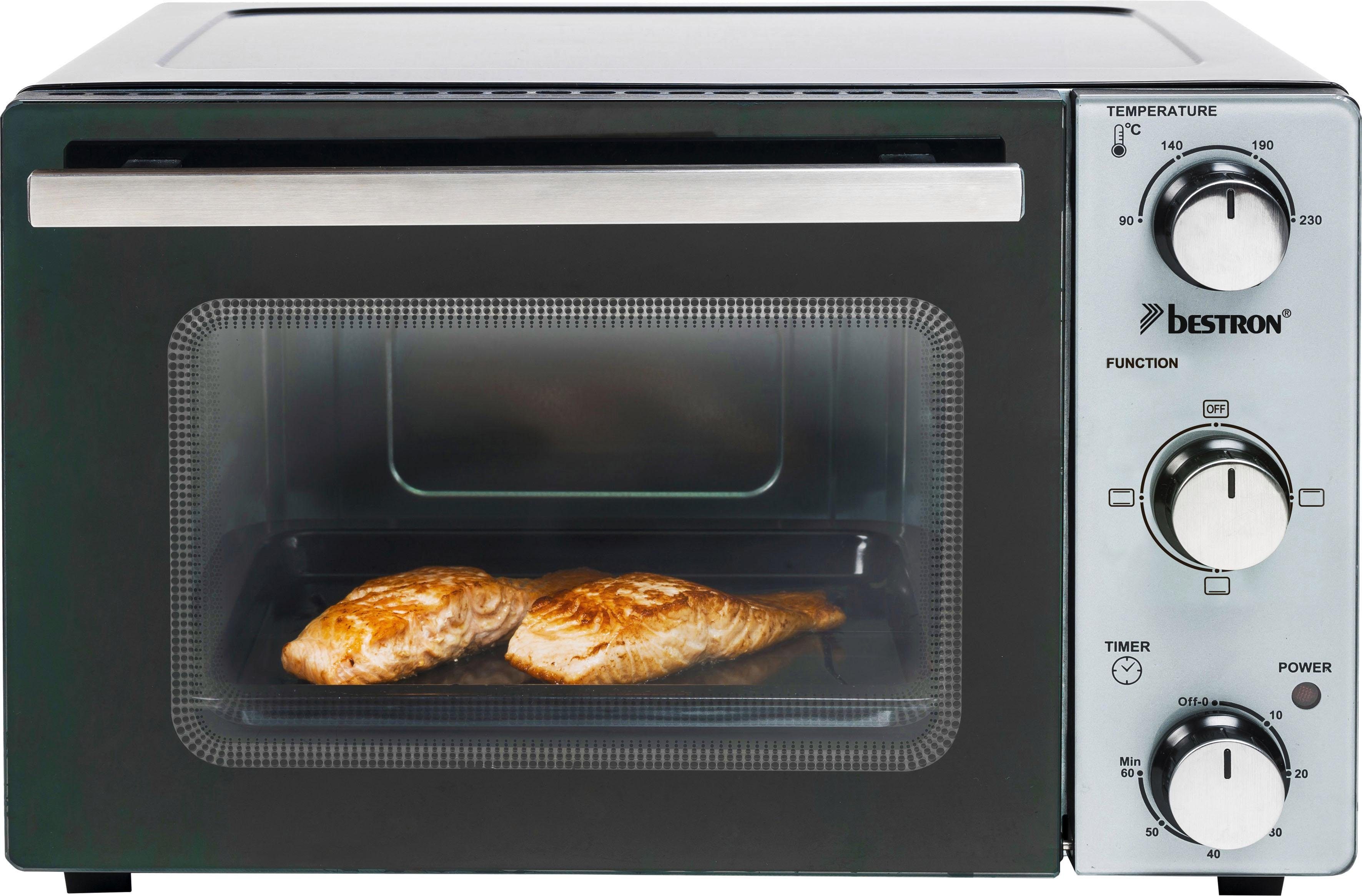 bestron Mini-oven AOV20 compact apparaat 1300 w, roestvrij staal, zwart