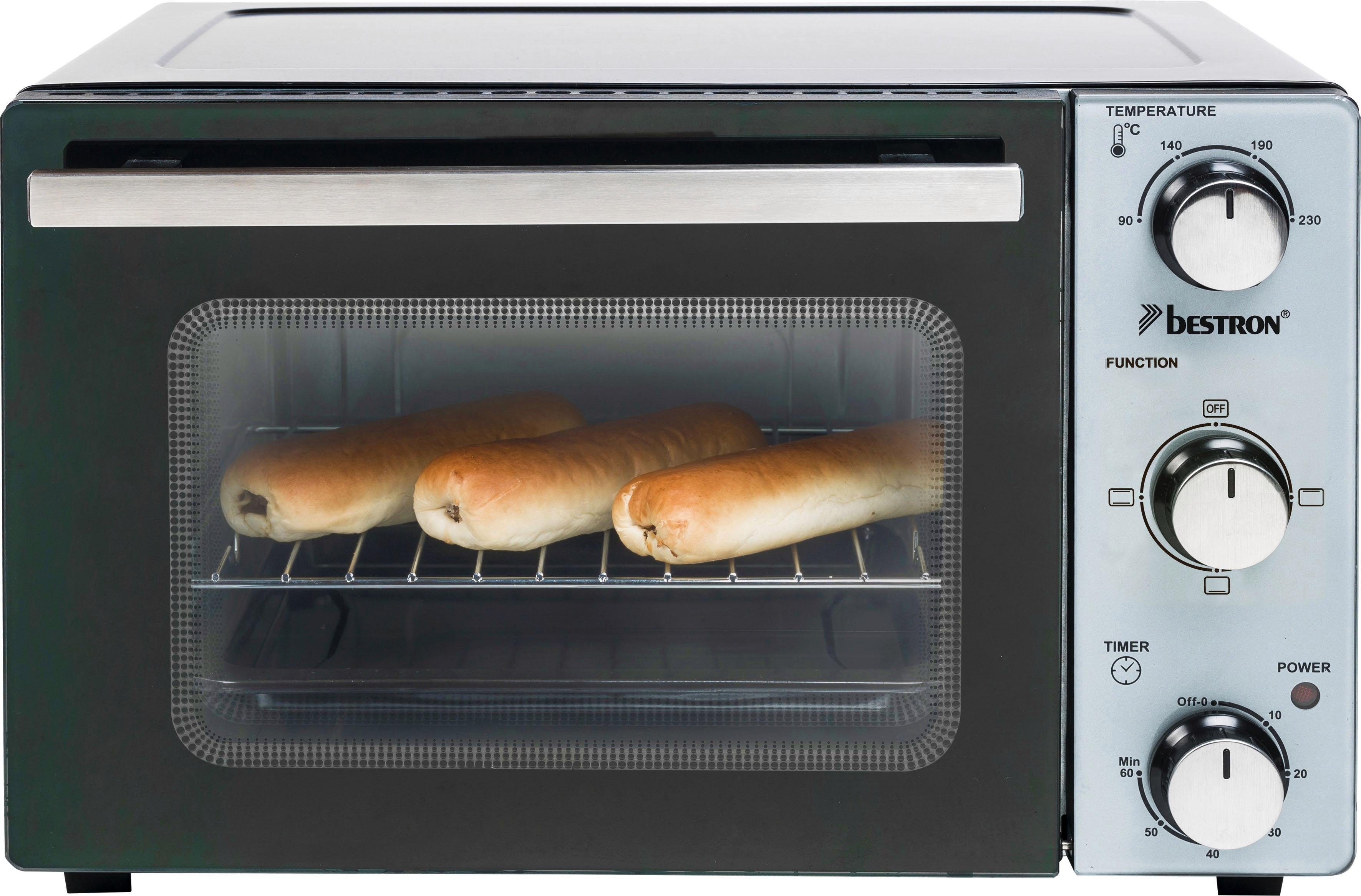 bestron Mini-oven AOV20 compact apparaat 1300 w, roestvrij staal, zwart