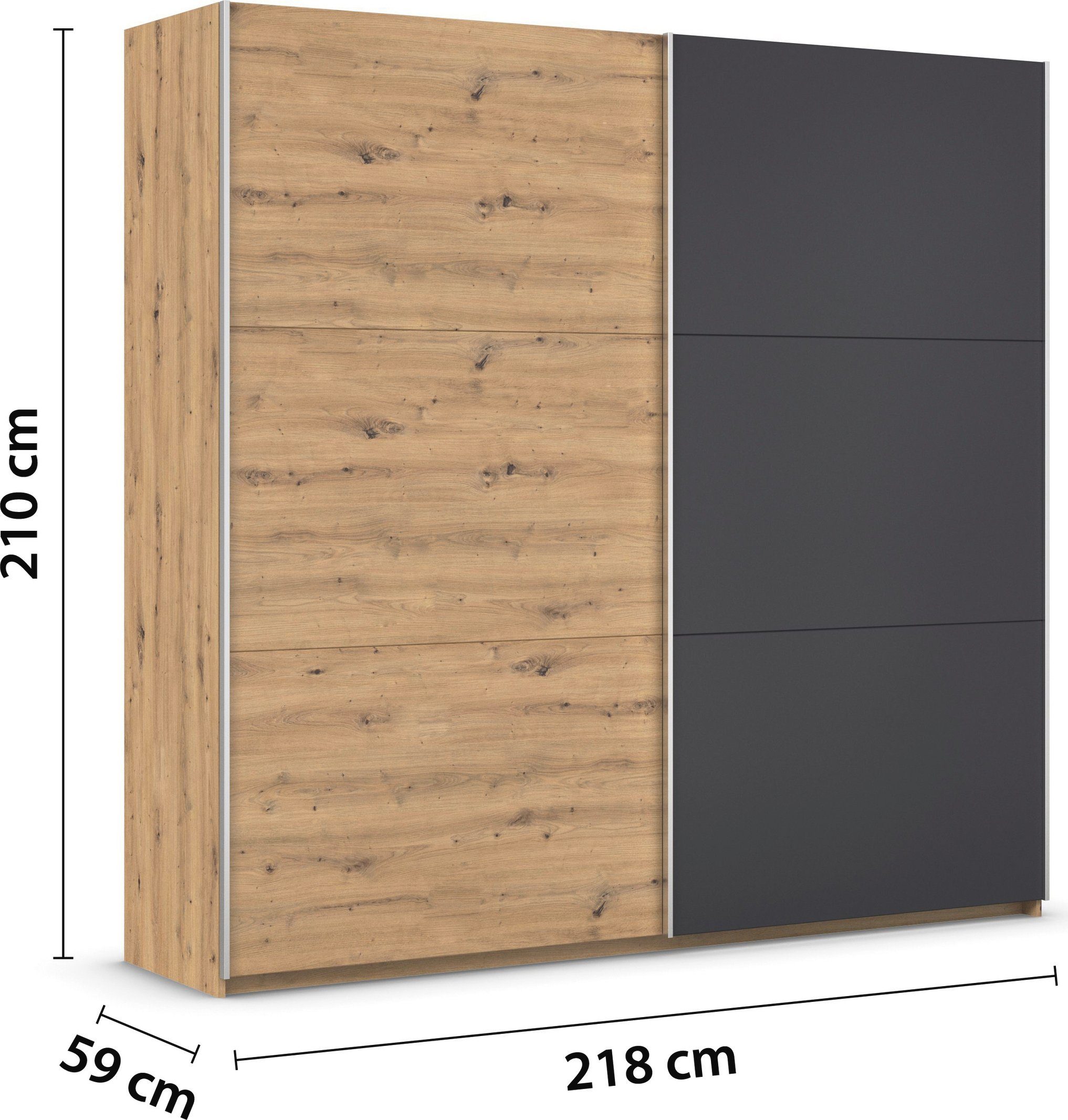 rauch Slaapkamerserie Monza met schuifdeurkast breedte 218 cm, bedcombinatie in 2 breedtes