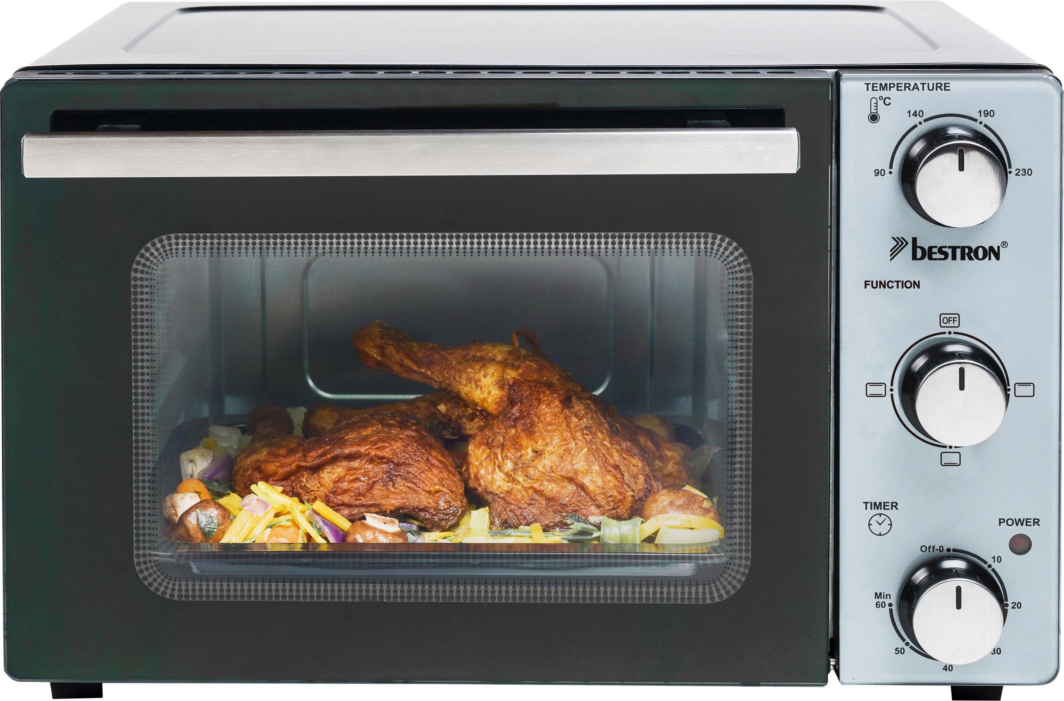 bestron Mini-oven AOV20 compact apparaat 1300 w, roestvrij staal, zwart