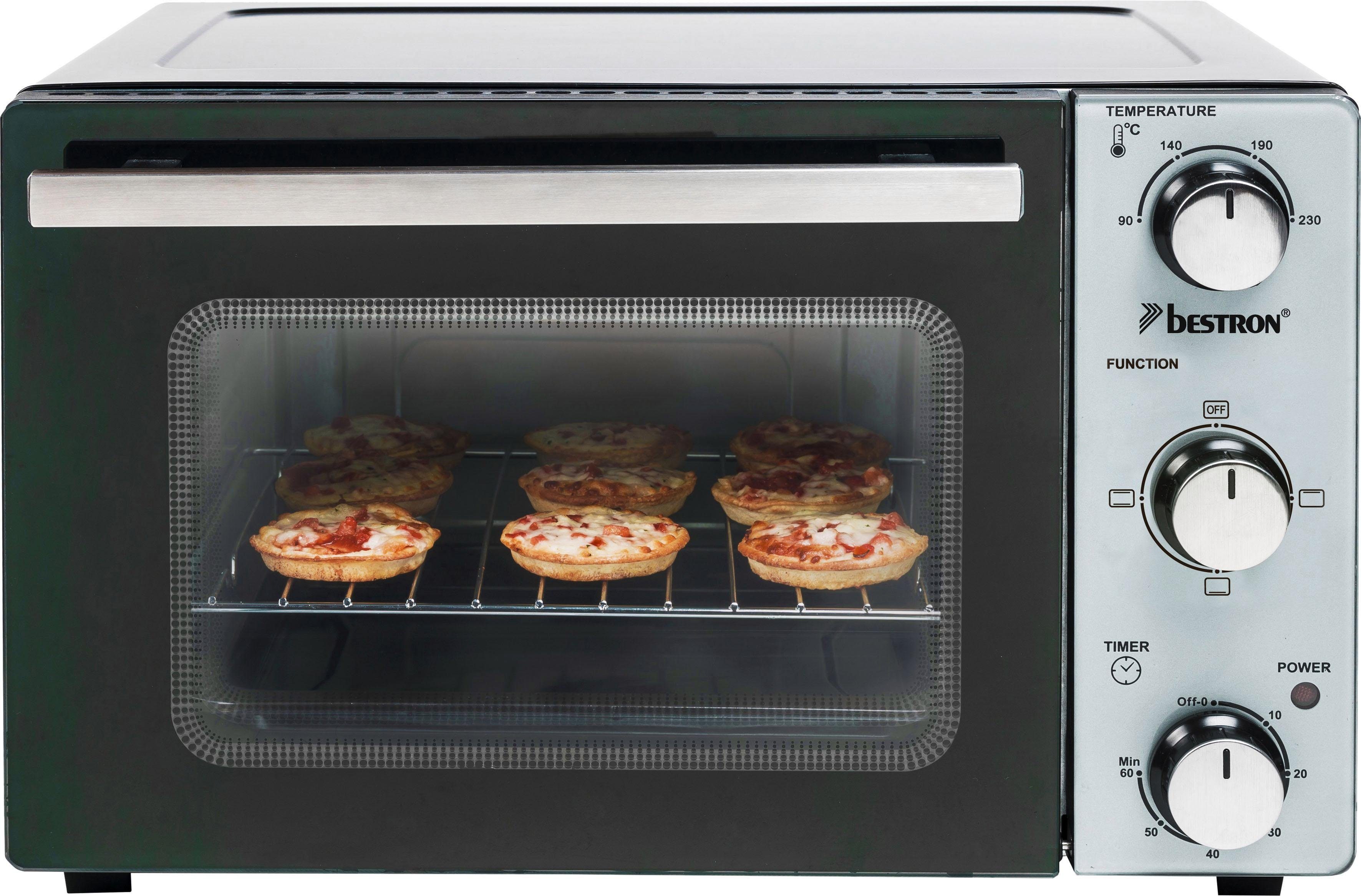 bestron Mini-oven AOV20 compact apparaat 1300 w, roestvrij staal, zwart