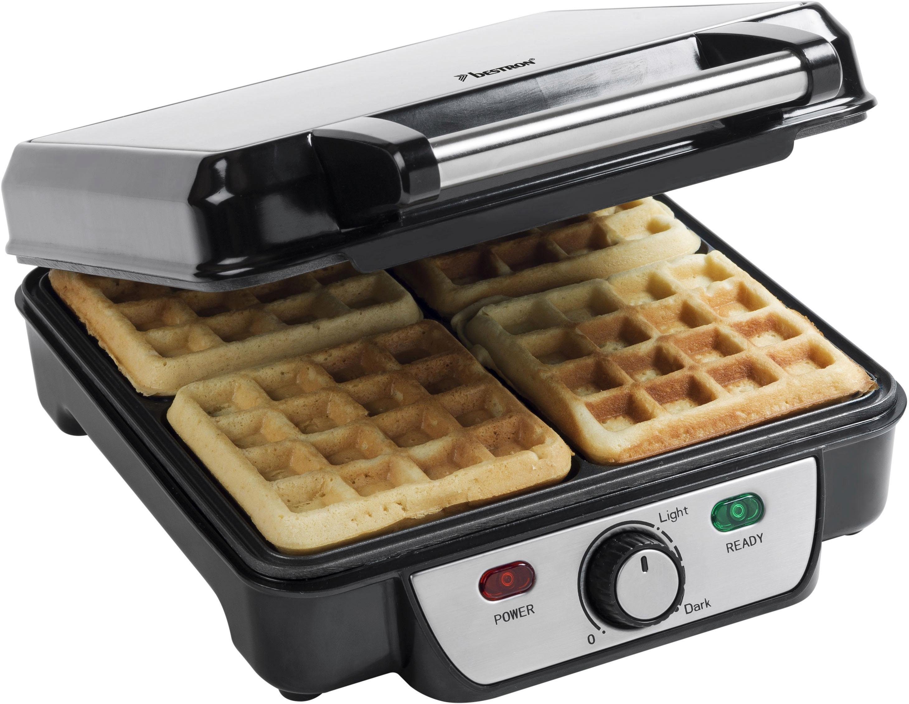 bestron Wafelijzer Voor Brusselse wafels met antiaanbaklaag, roestvrij staal
