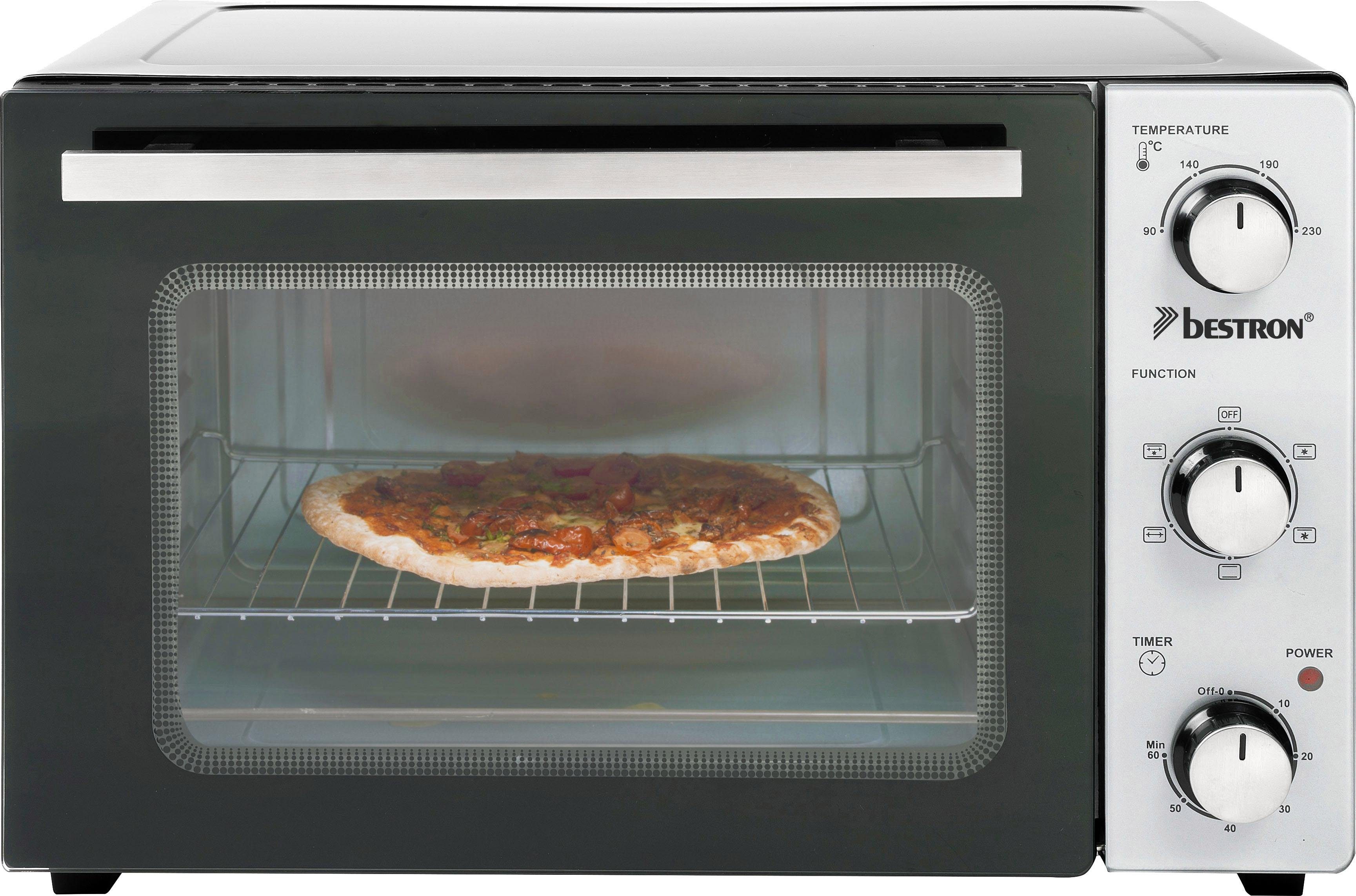 bestron Mini-oven 2-in-1 apparaat met draaispit, 1500 w, edelstaal, zwart