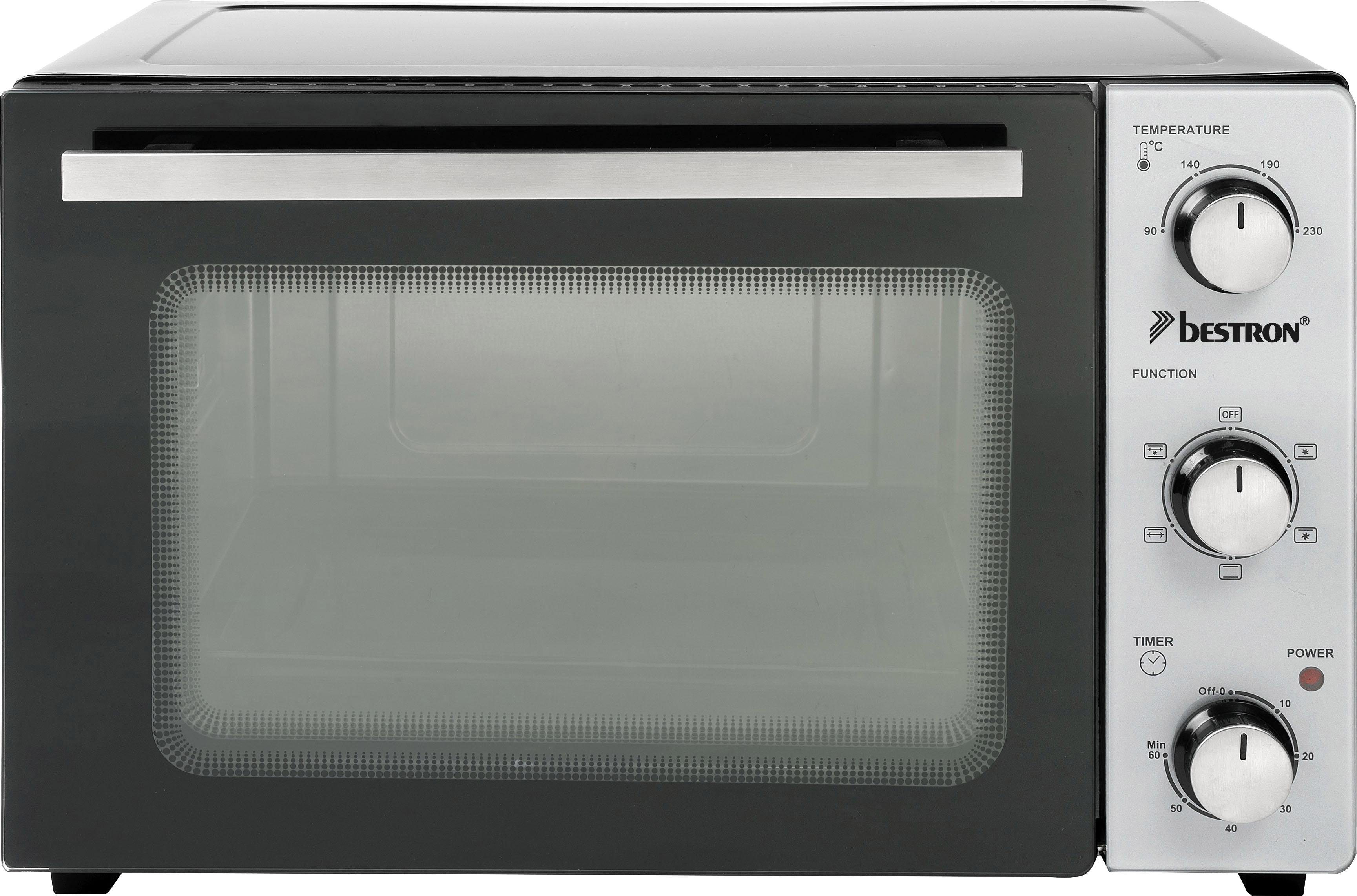 bestron Mini-oven 2-in-1 apparaat met draaispit, 1500 w, edelstaal, zwart