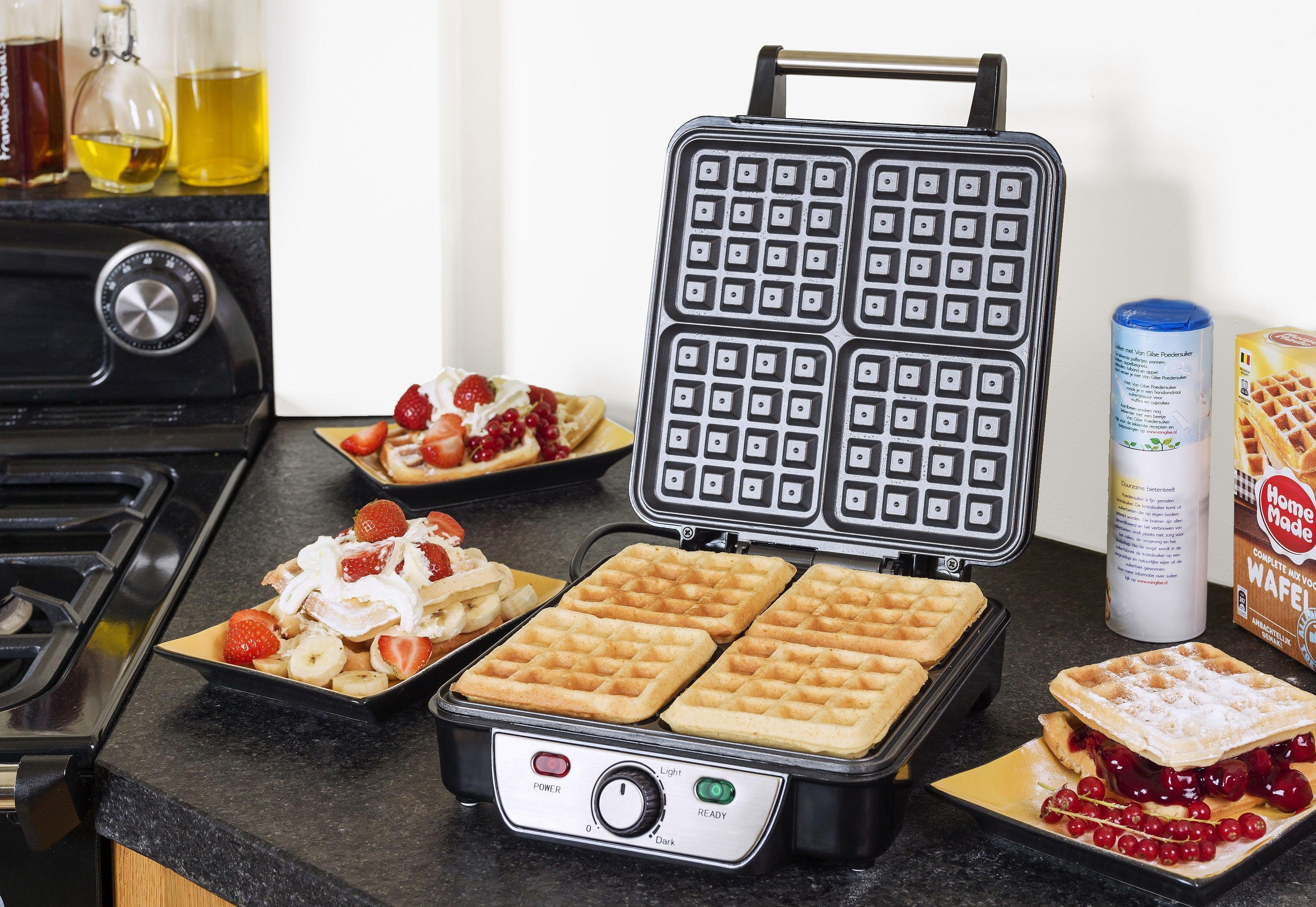 bestron Wafelijzer Voor Brusselse wafels met antiaanbaklaag, roestvrij staal