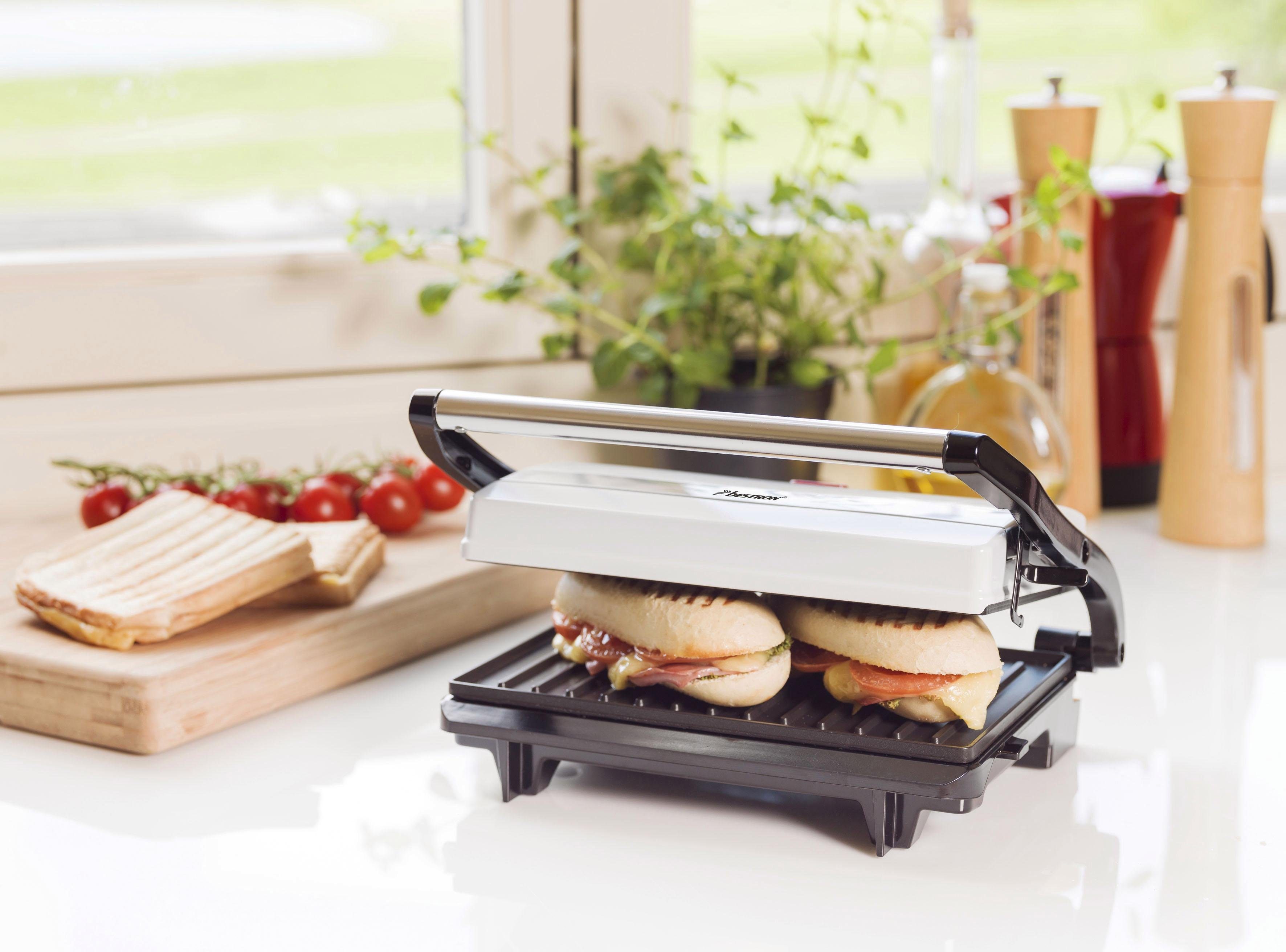 bestron Contactgrill APM123W Viva Italia ook als sandwich-/panini-contactgrill inzetbaar, antiaanbaklaag