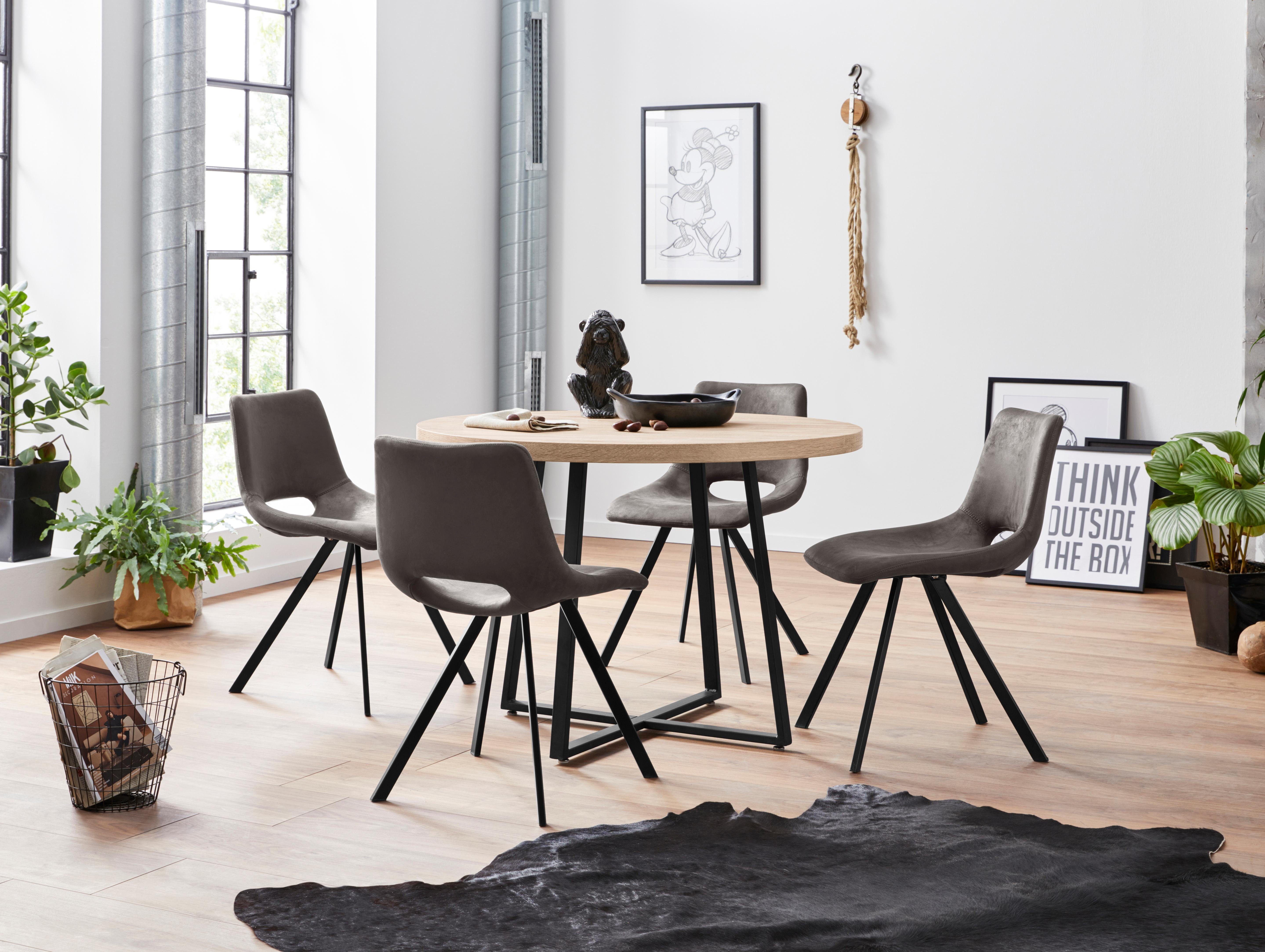 Home affaire Eettafel Anja, TOPSELLER! Diameter 110 cm, Scandi design, metalen frame