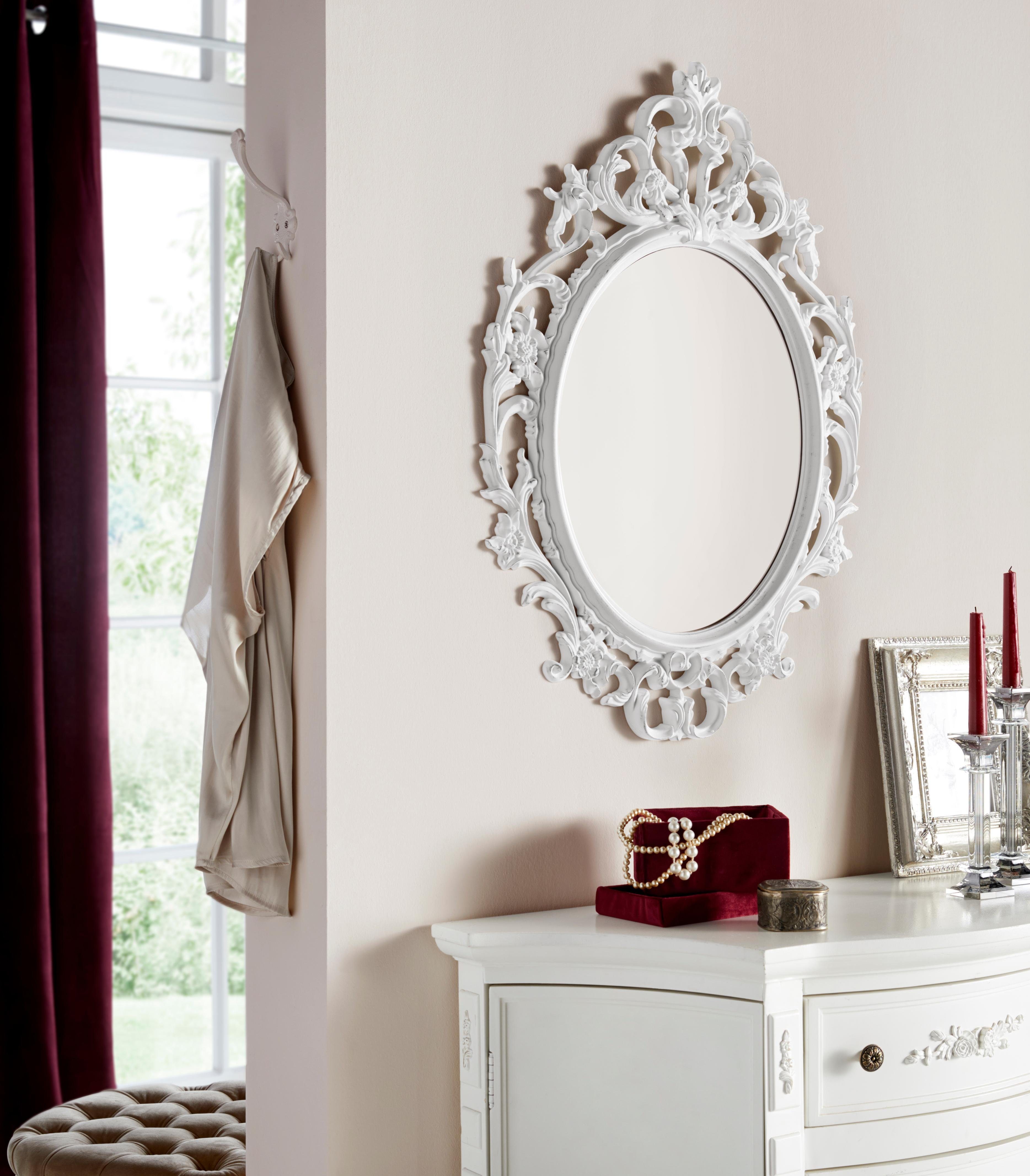 Home affaire Barockspiegel Koning Lodewijk, wit ovaal, met barok frame (1 stuk)