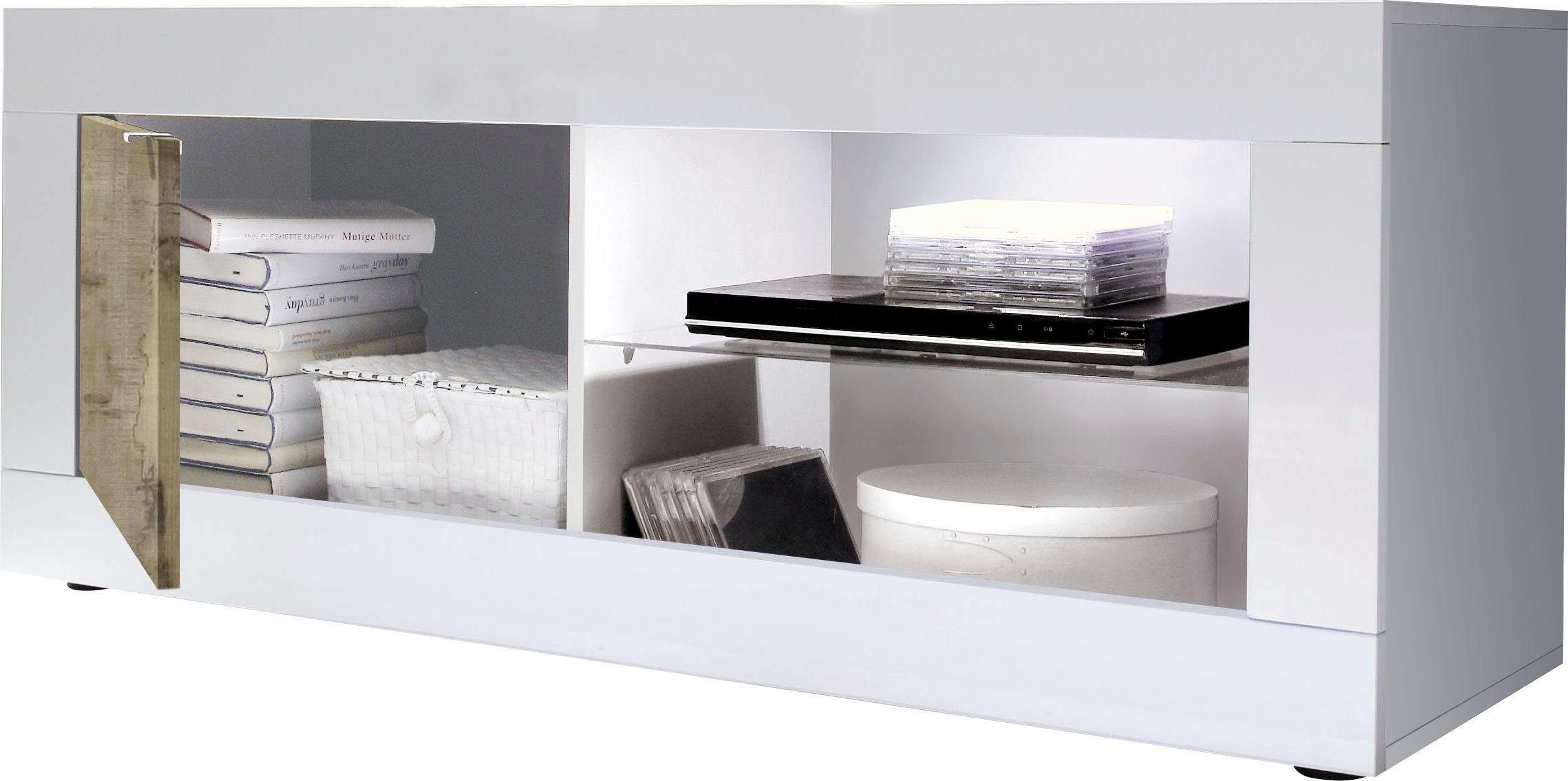 INOSIGN Tv-meubel Basis breedte 140 cm, TV-meubel 1 deur, 2 open vakken (glasbodem),