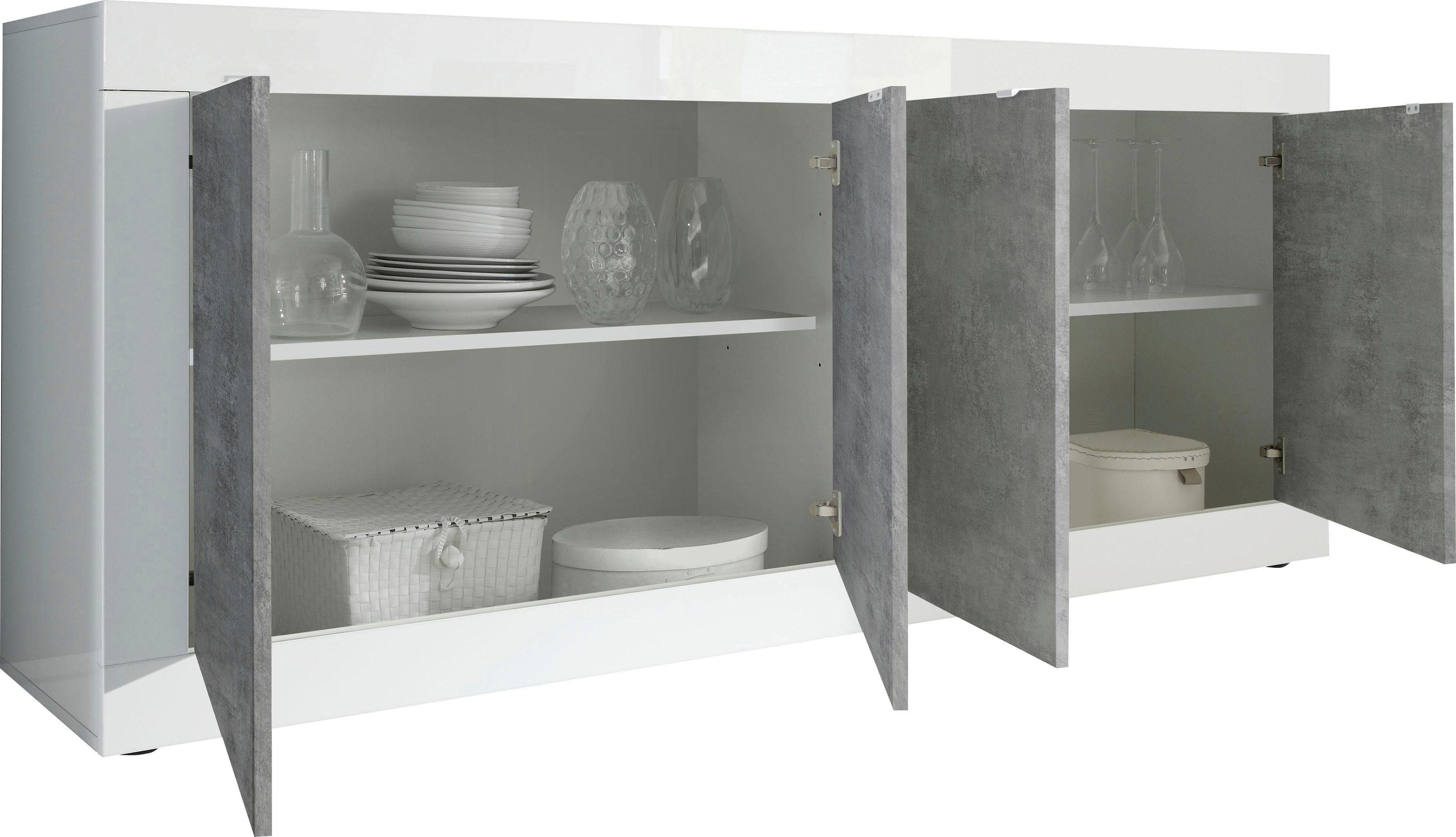 INOSIGN Dressoir Basis breedte 207 cm, commode 4 deuren, dressoir, Metalen handgreep, moderne frame-uitstraling, veel opbergruimte, kleurkeuze