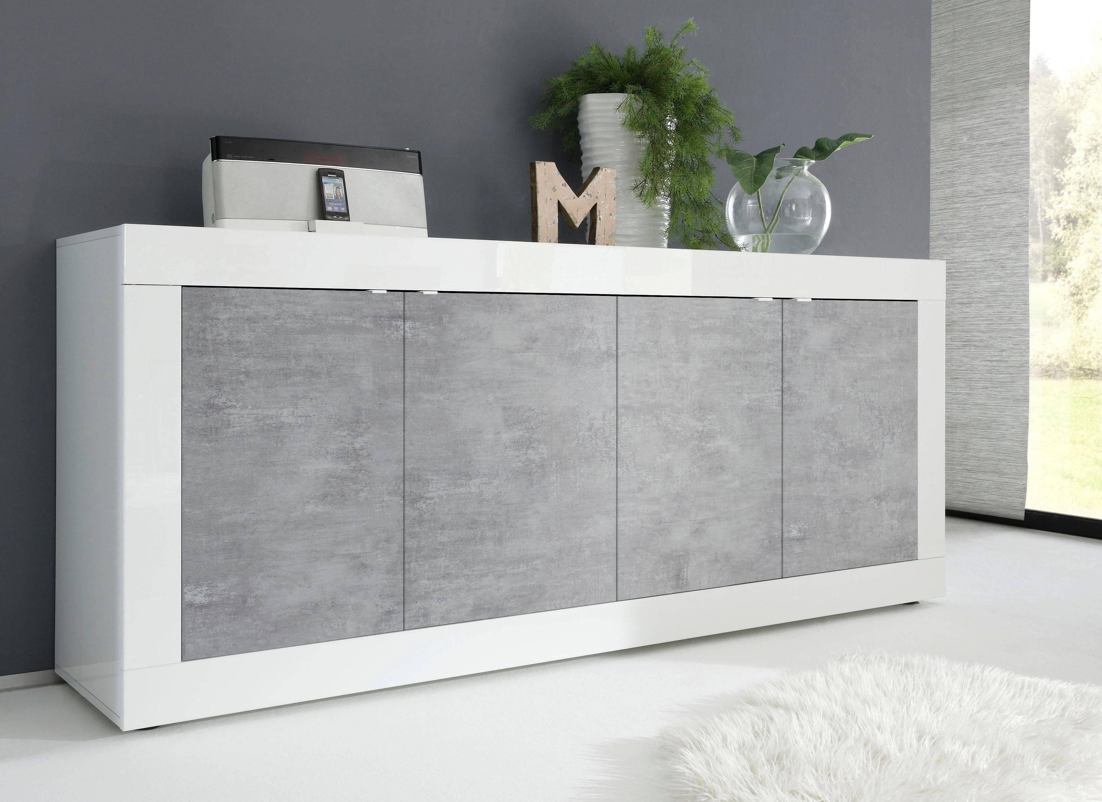 INOSIGN Dressoir Basis breedte 207 cm, commode 4 deuren, dressoir, Metalen handgreep, moderne frame-uitstraling, veel opbergruimte, kleurkeuze