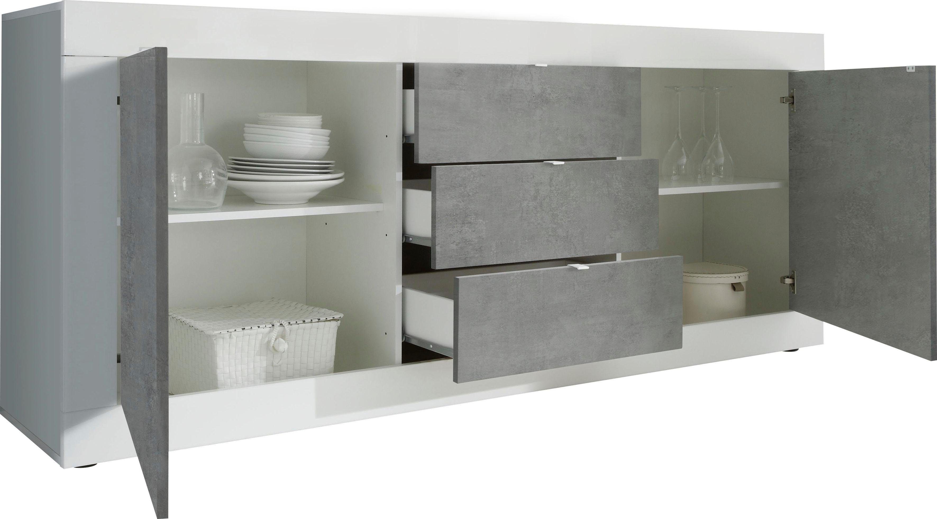 INOSIGN Dressoir Basis breedte 210 cm, commode 2 deuren, 3 lades, dressoir, Metalen handgreep, moderne frame-uitstraling, veel opbergruimte, kleurkeuze