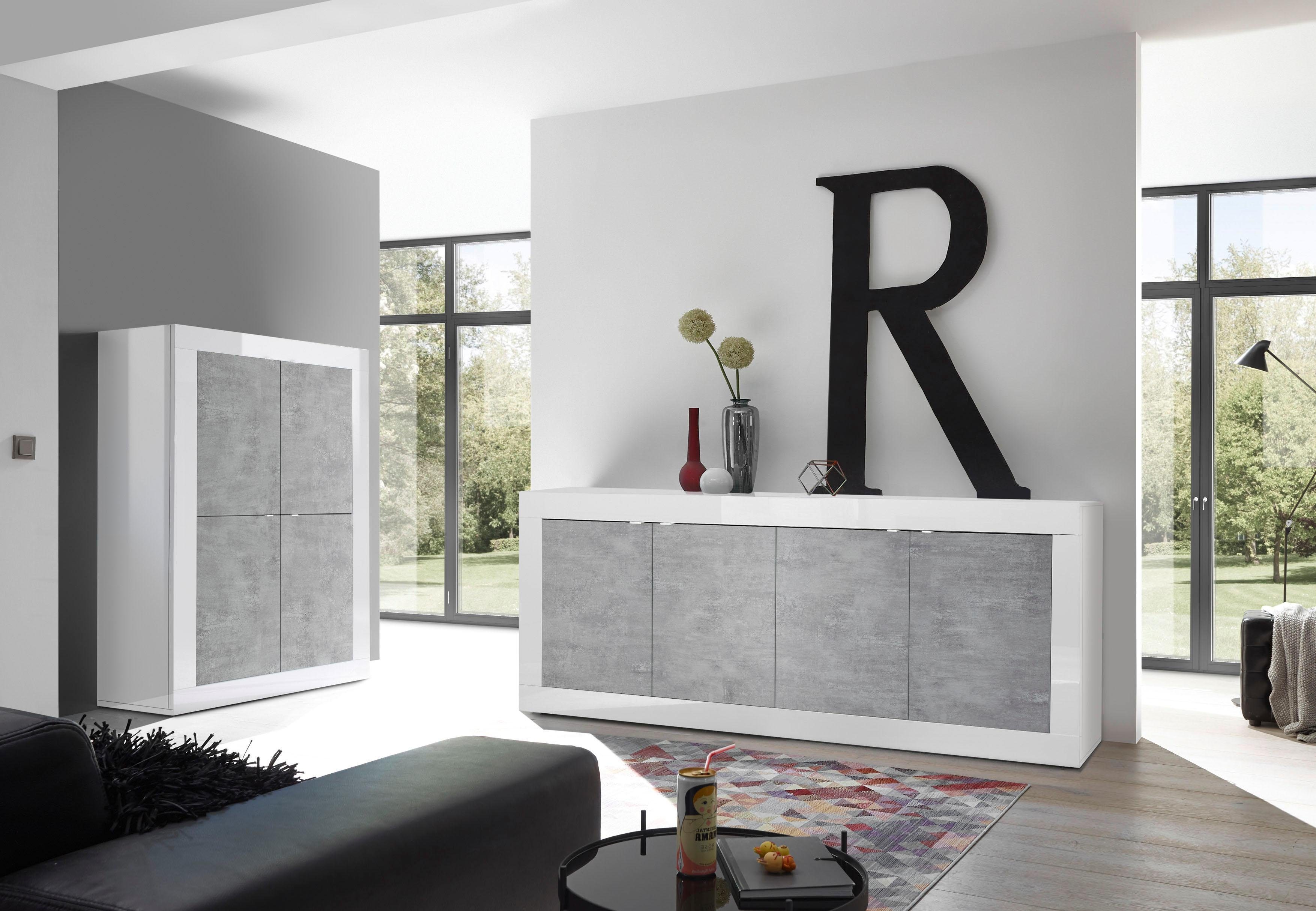 INOSIGN Dressoir Basis breedte 207 cm, commode 4 deuren, dressoir, Metalen handgreep, moderne frame-uitstraling, veel opbergruimte, kleurkeuze