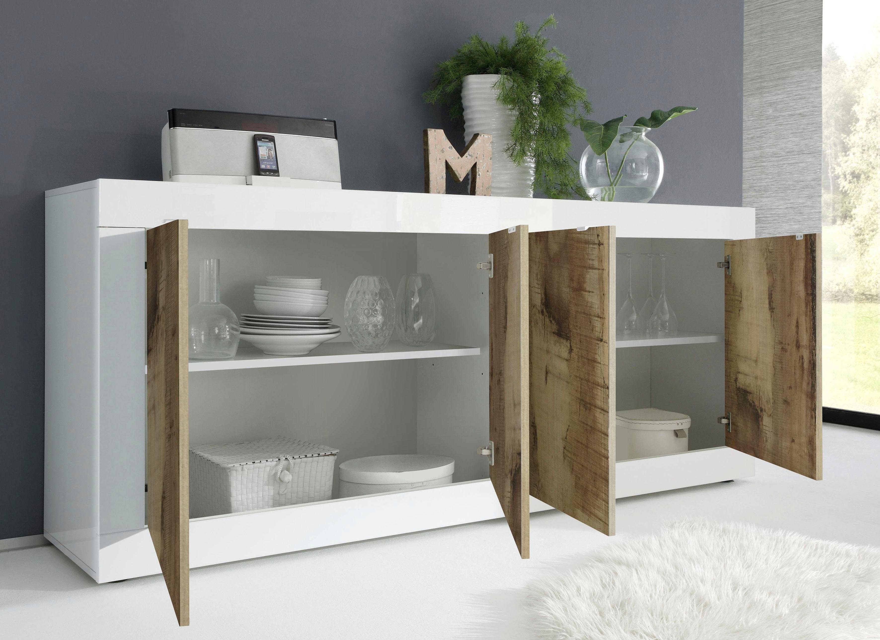 INOSIGN Dressoir Basis breedte 207 cm, commode 4 deuren, dressoir, Metalen handgreep, moderne frame-uitstraling, veel opbergruimte, kleurkeuze